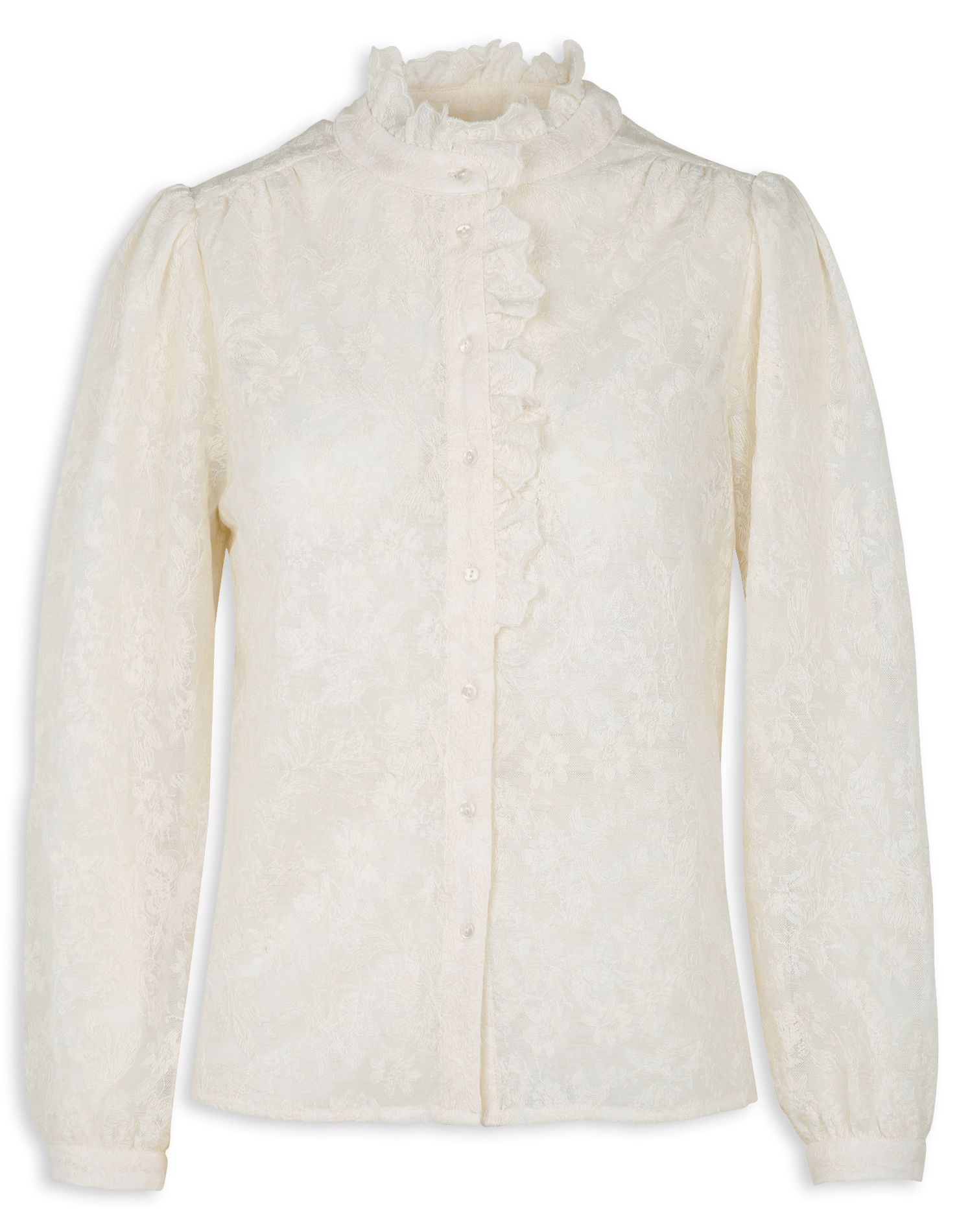 Straight shirt with high collar in embroidered cotton MAISON 123 Beige