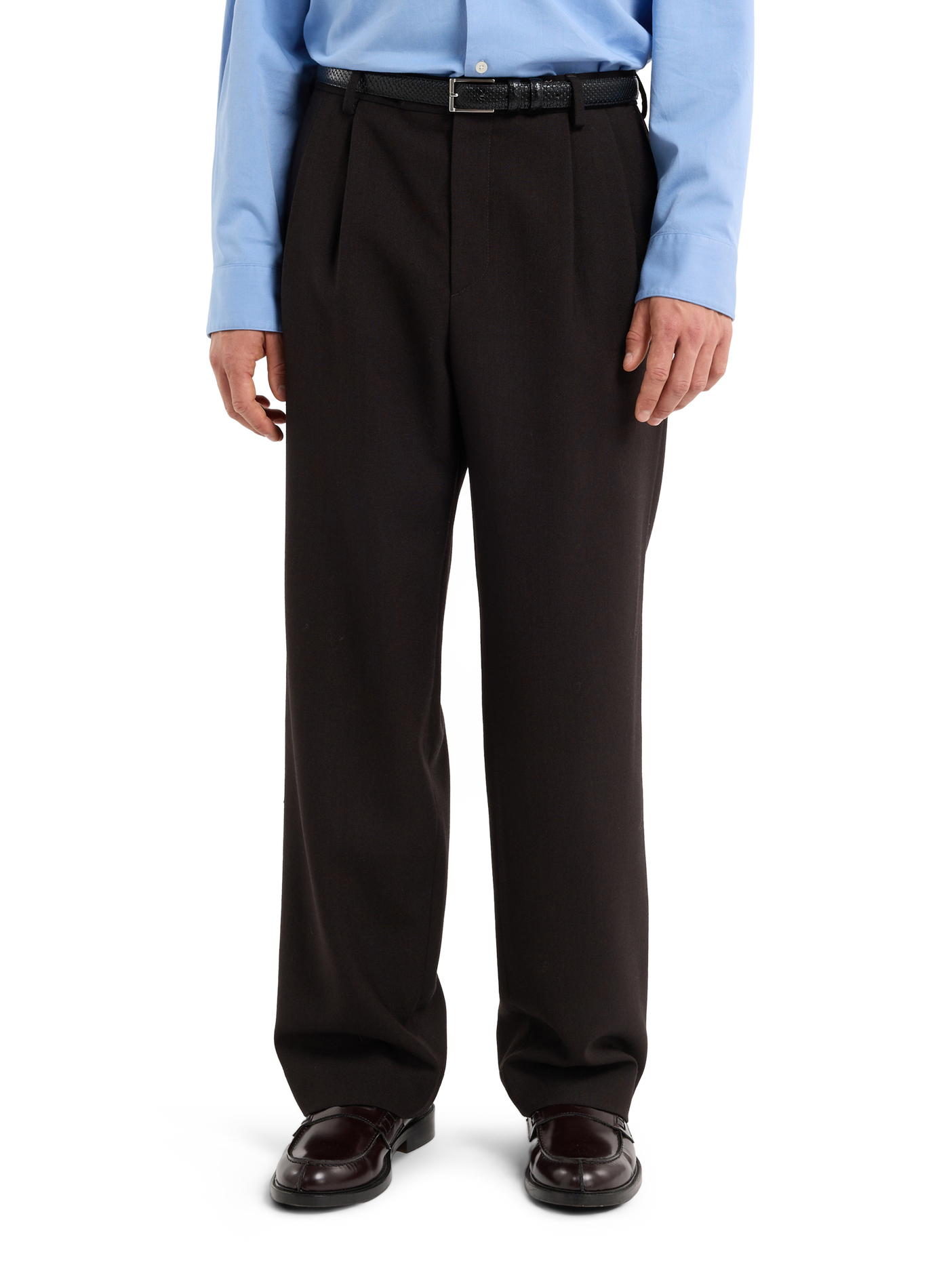 Wide-leg virgin wool suit trousers | Brown SAISON 1865 Men