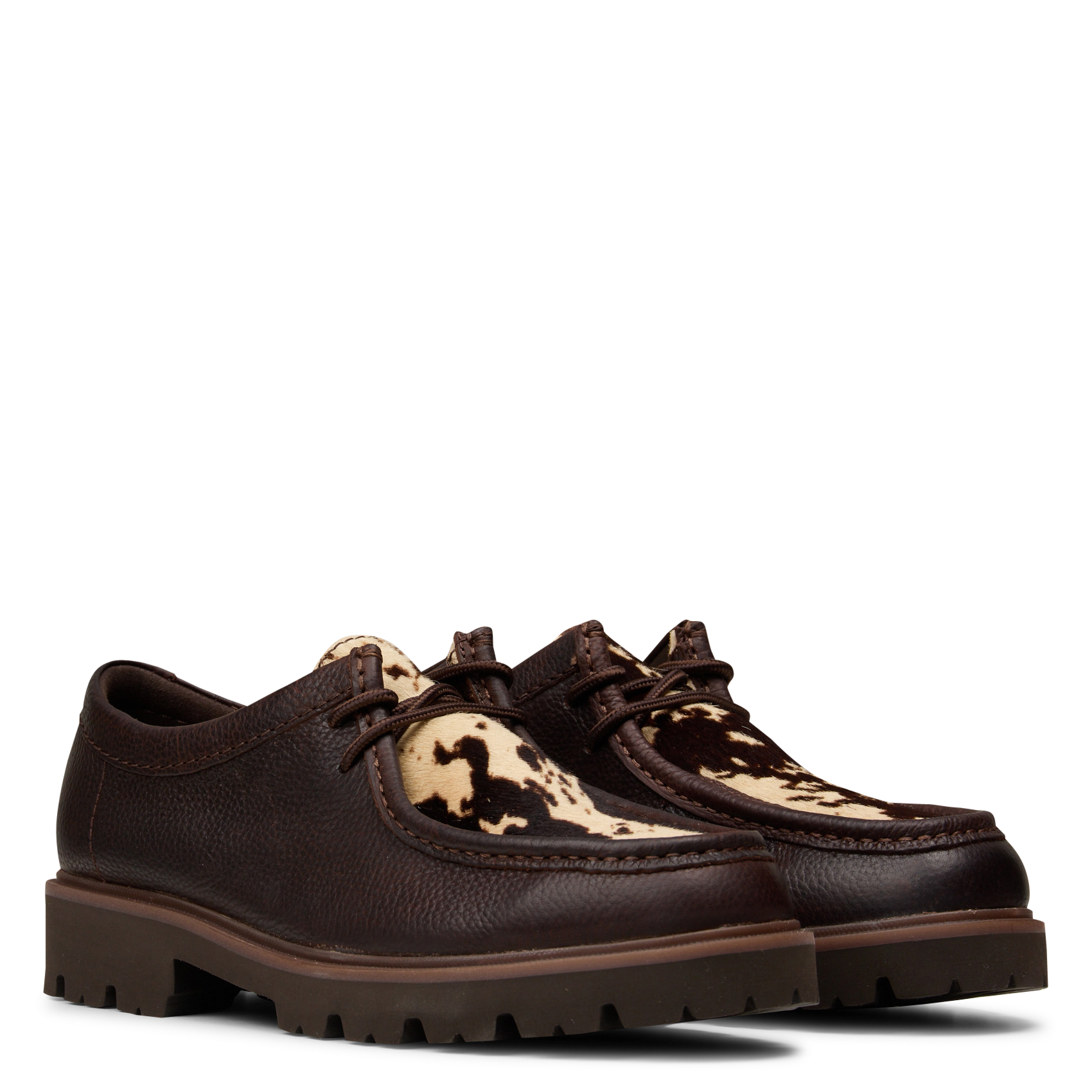 Animal print lace-up leather moccasins CLARKS Brown