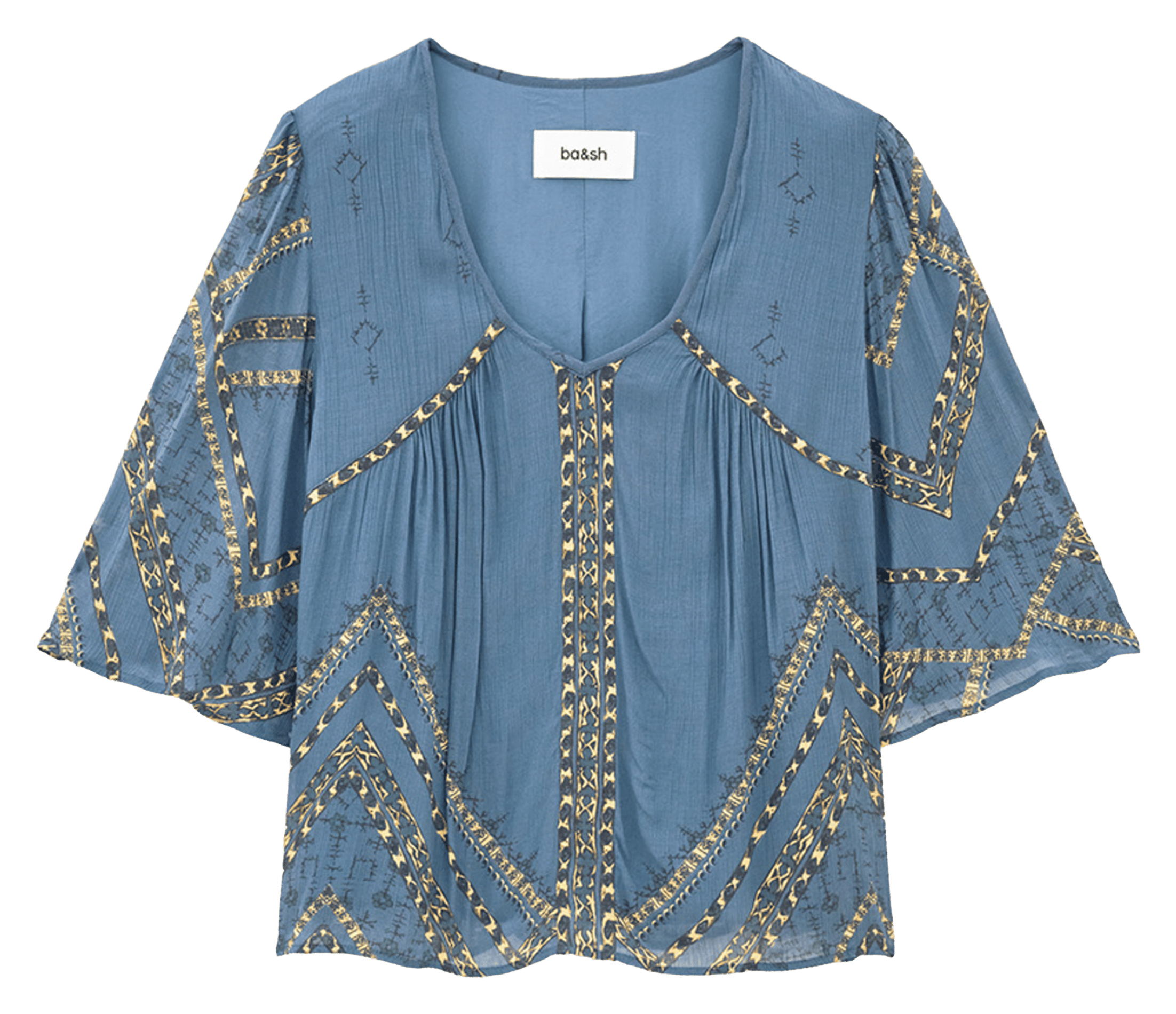 Gerade geschnittene Bluse mit langen Ärmeln BA&SH Blau