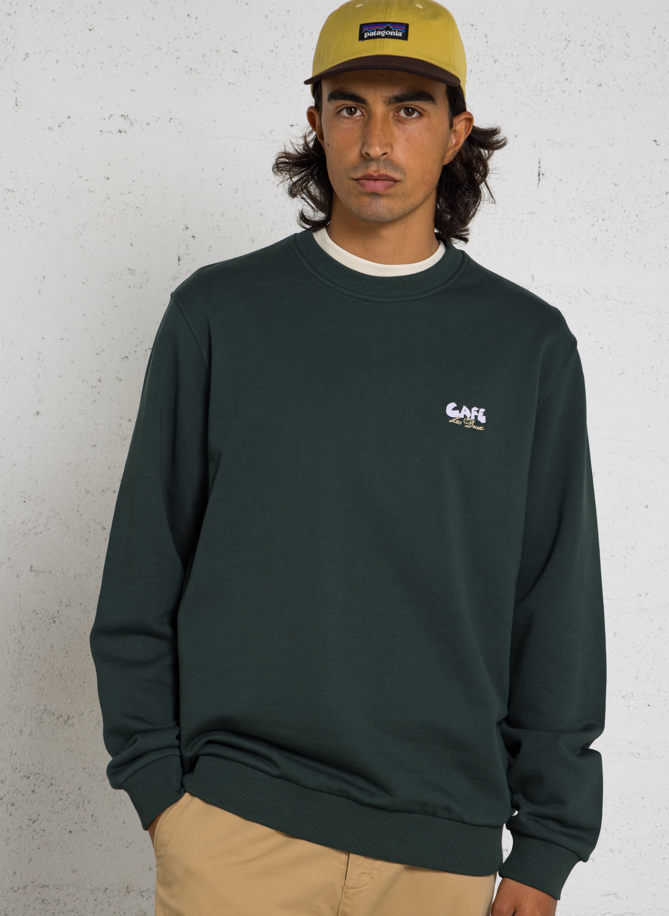 Sweat col rond en coton bio LES DEUX Vert