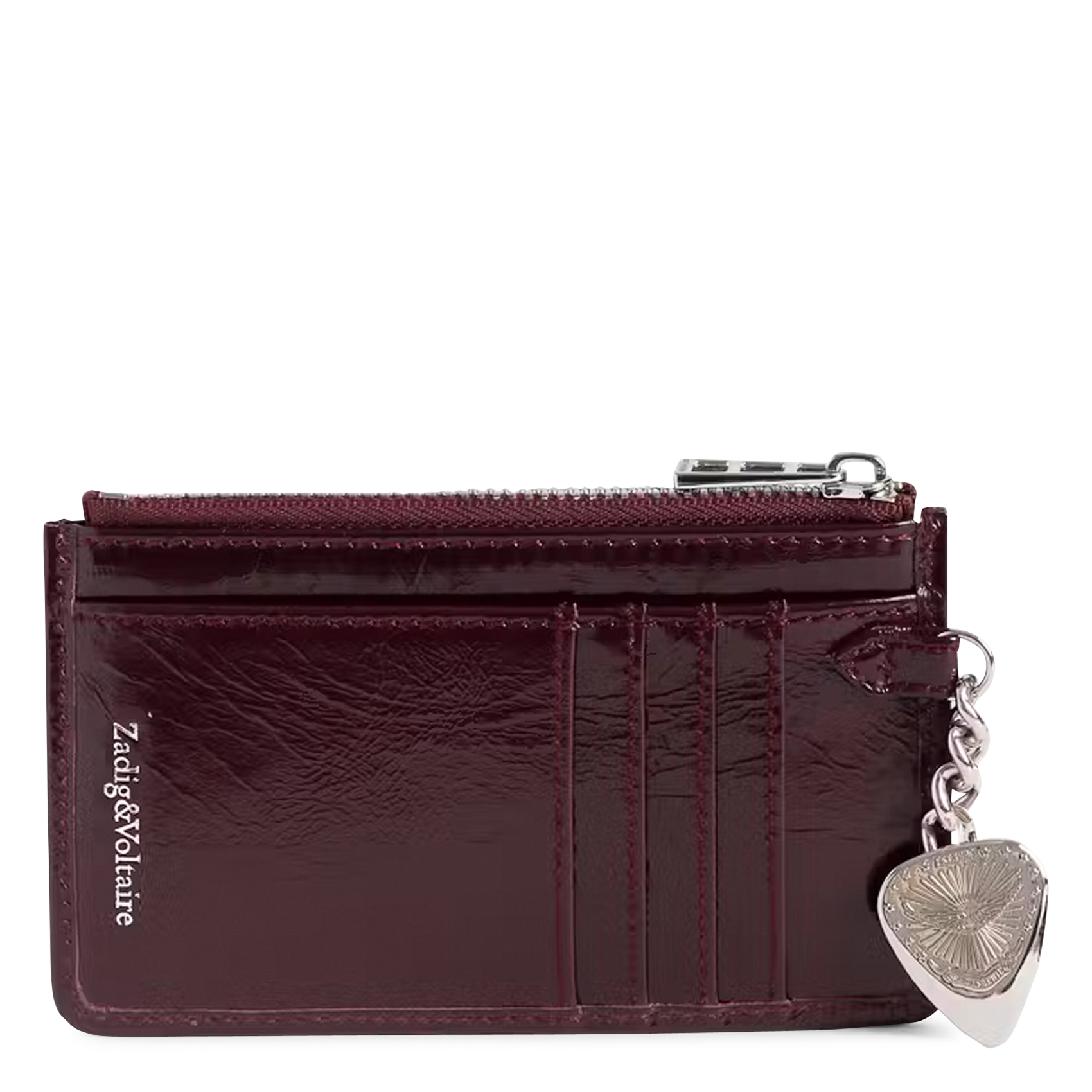 Porte-cartes avec charms en cuir vernis ZADIG&VOLTAIRE Violet