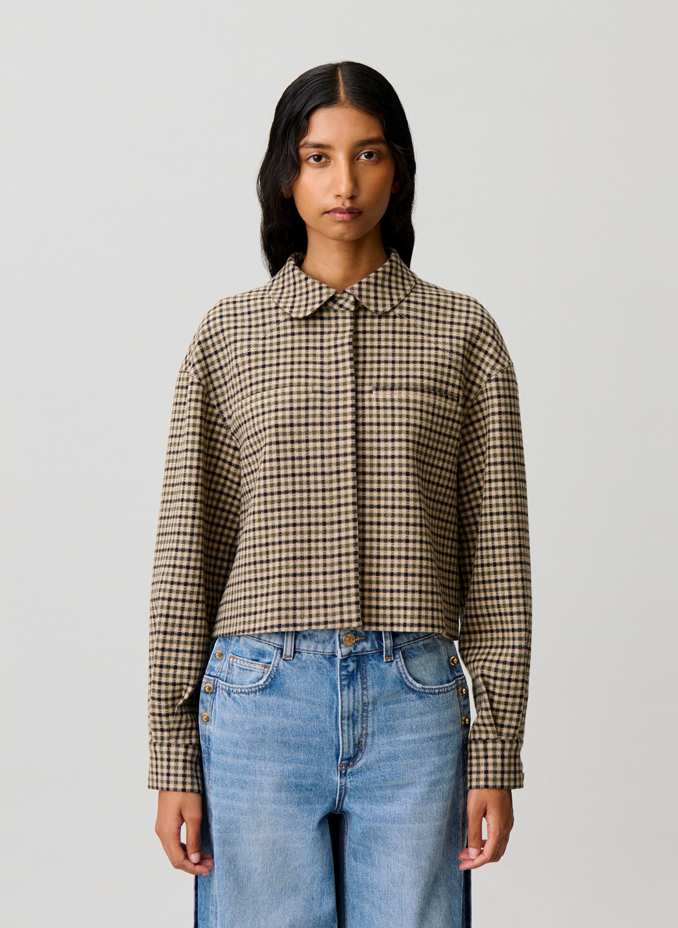 veste courte à carreaux en laine mélangée CLAUDIE PIERLOT Multicolore