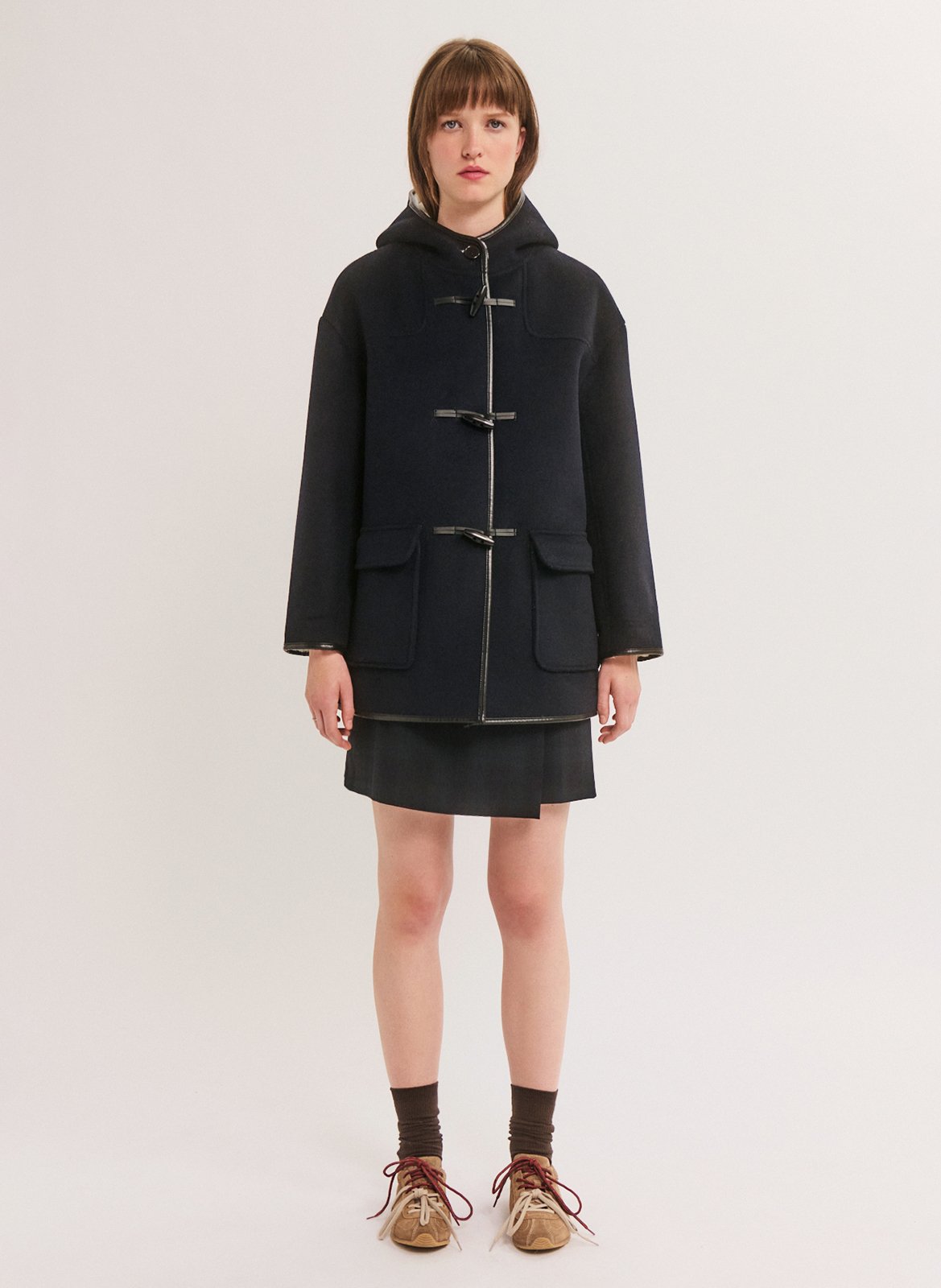 Manteau droit col à capuche PABLO Blauw