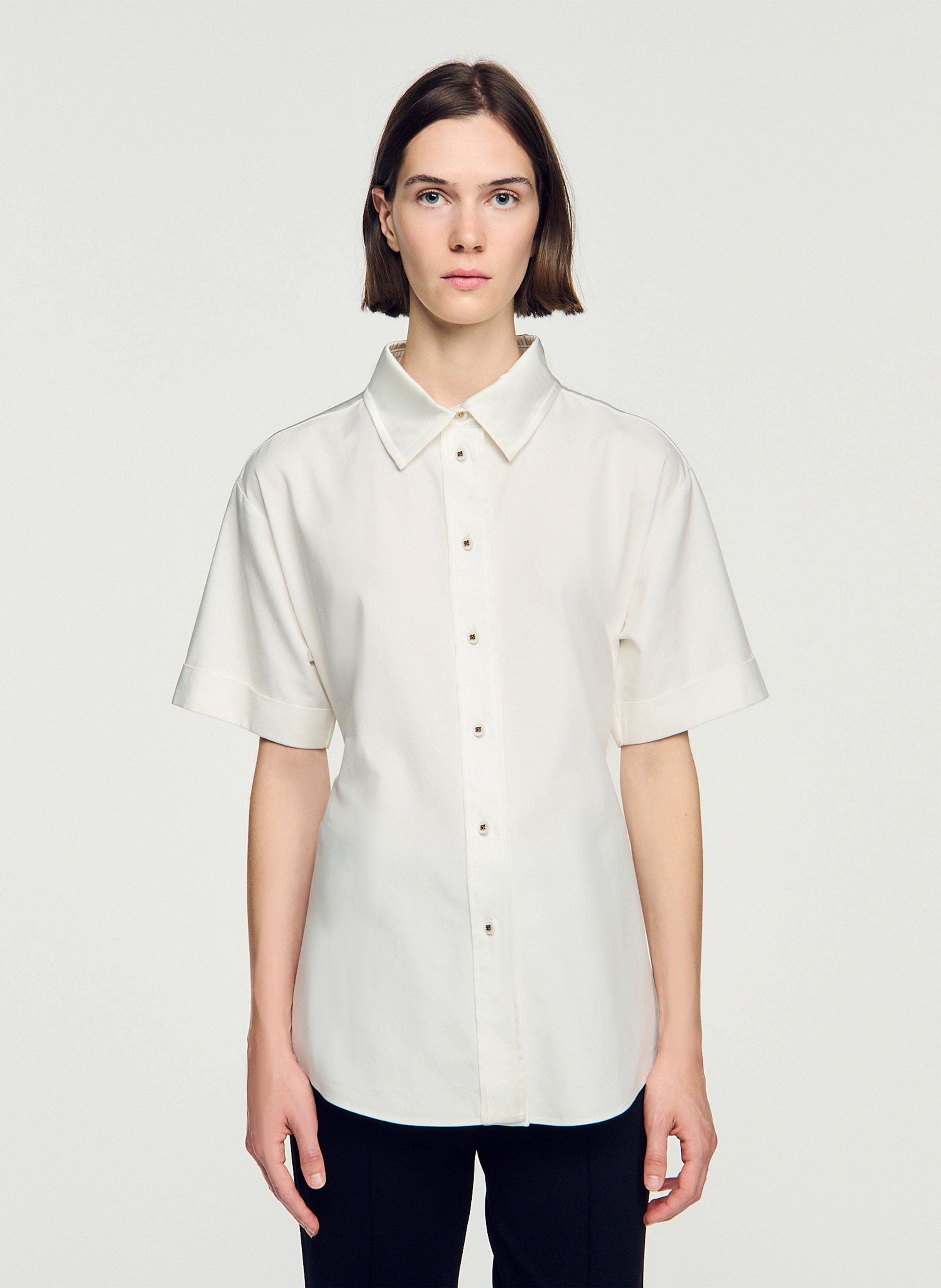Loose-fit shirt with classic collar SANDRO Beige