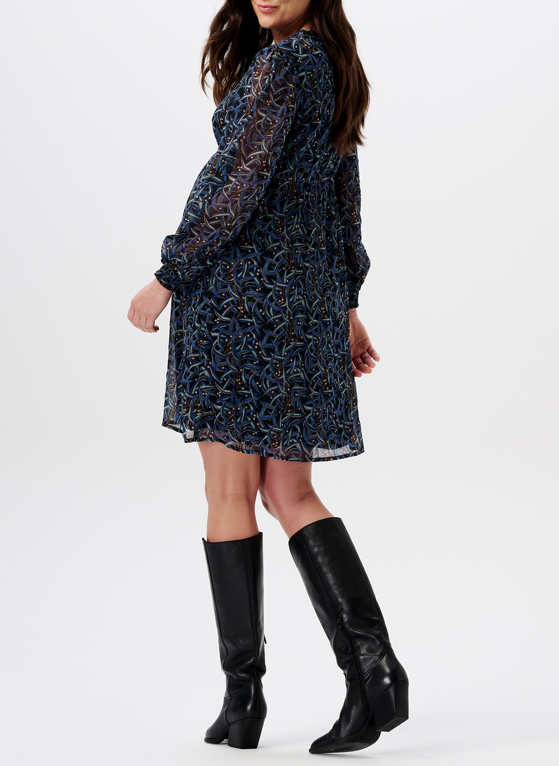 Short printed nursing dress NOPPIES Black