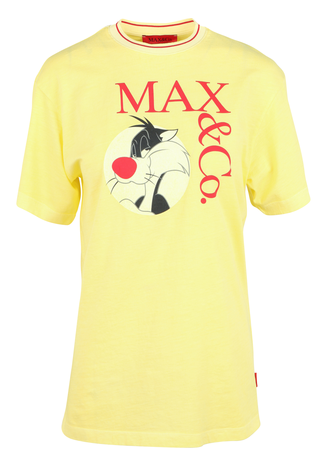 Tee-shirt col rond sérigraphié en coton MAX&amp;Co. Jaune