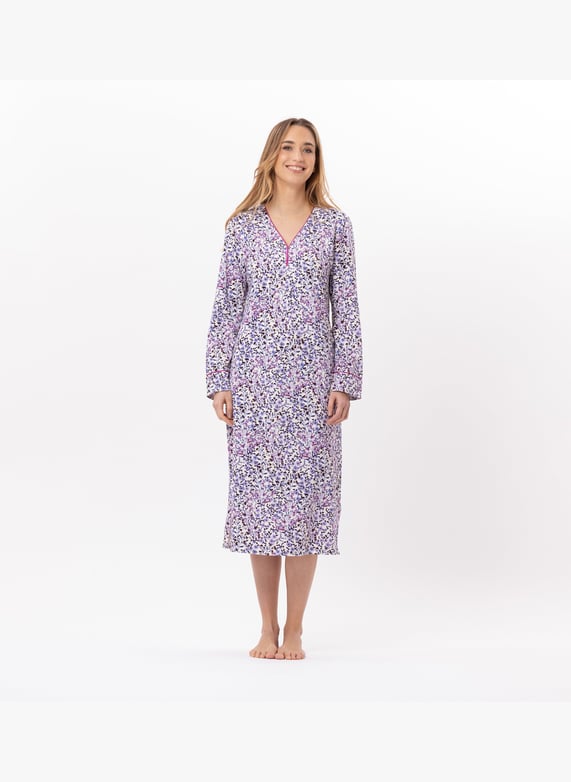 Chemise de nuit longue en jersey Multicolore