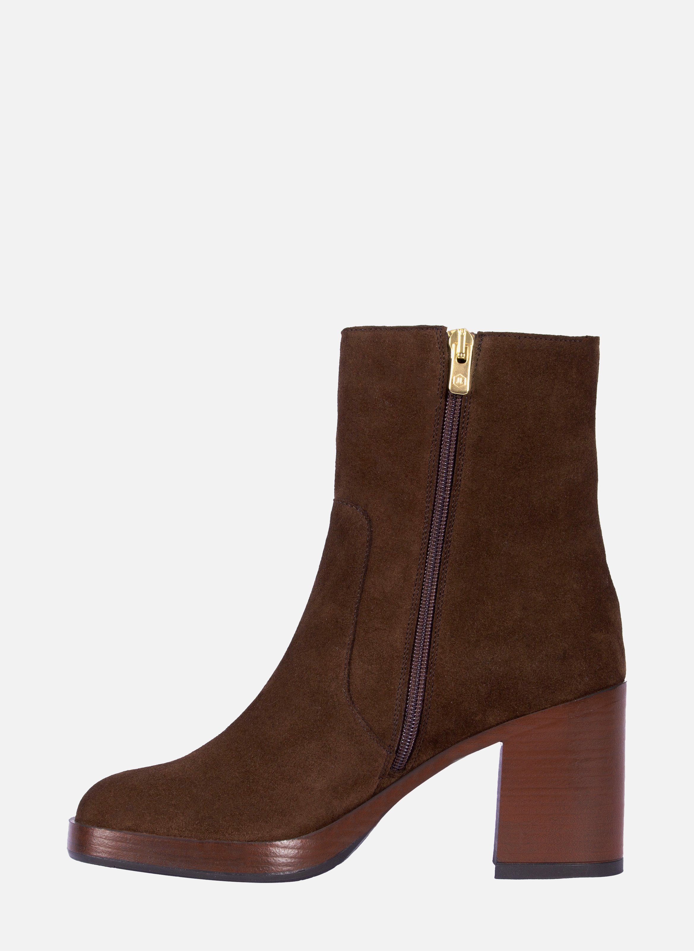 Suede leather platform ankle boots JULES & JENN Brown