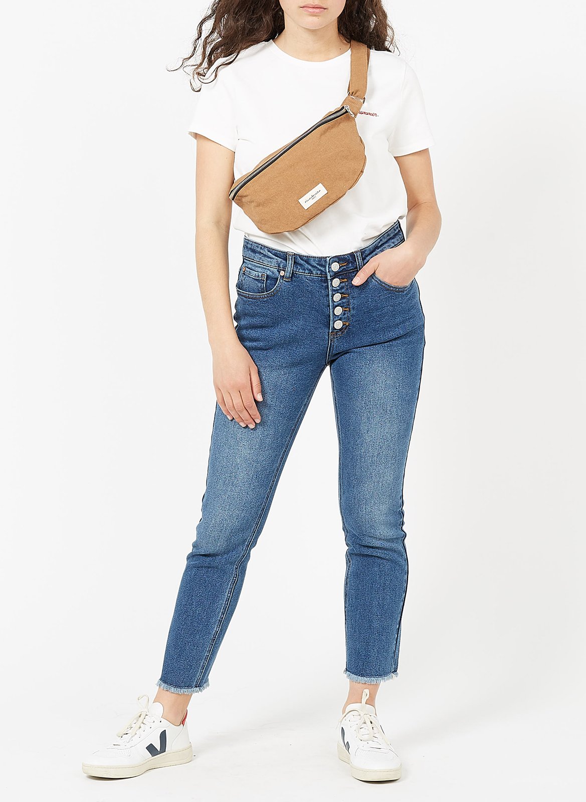 Sac banane en coton recyclé imprimé RIVEDROITE PARIS Marron