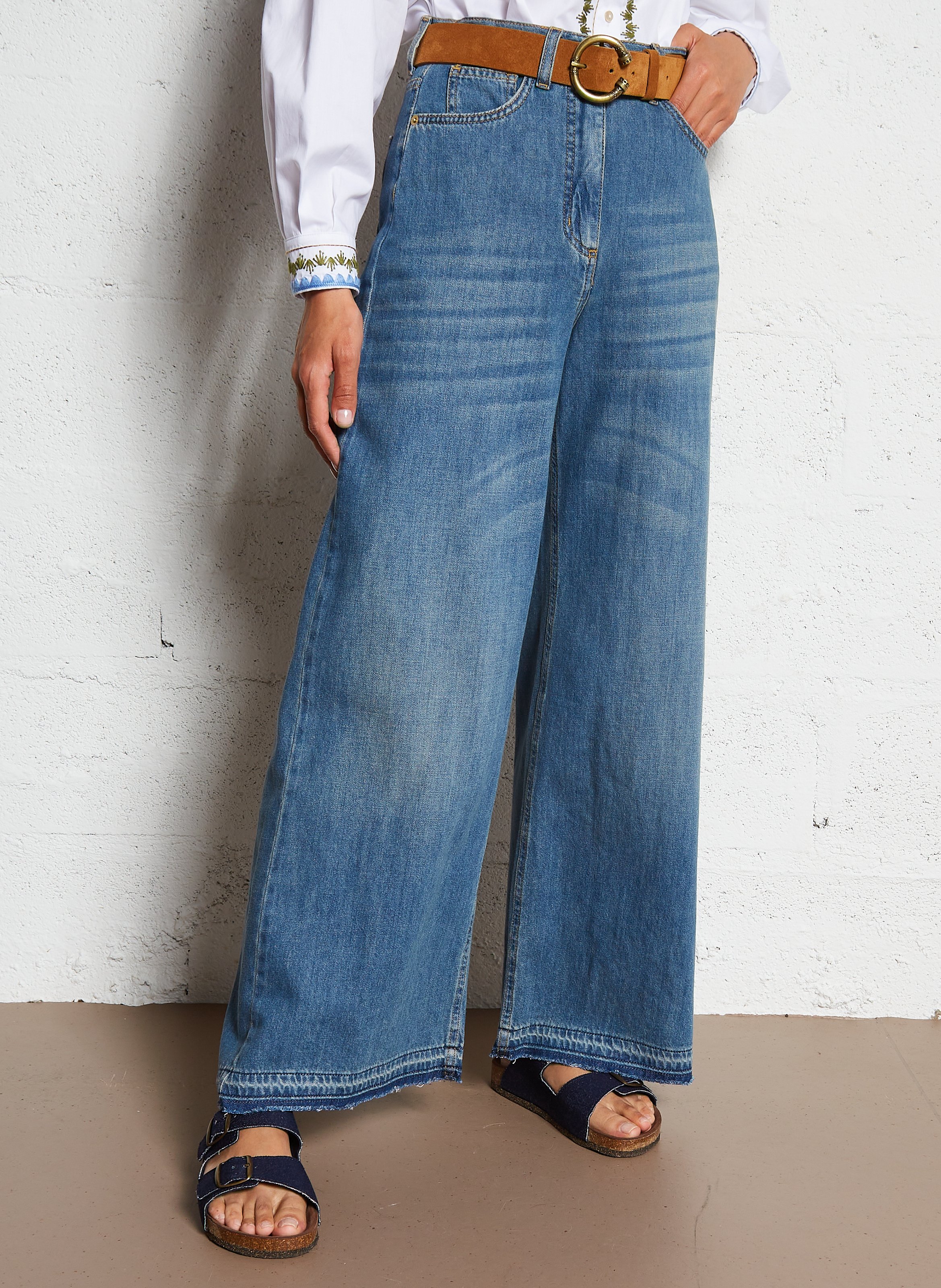 【BAON】Doneki Non Fade Wide Denim Pants DAWN Wide Straight Non-Stretch - Minimal - Medium Blue