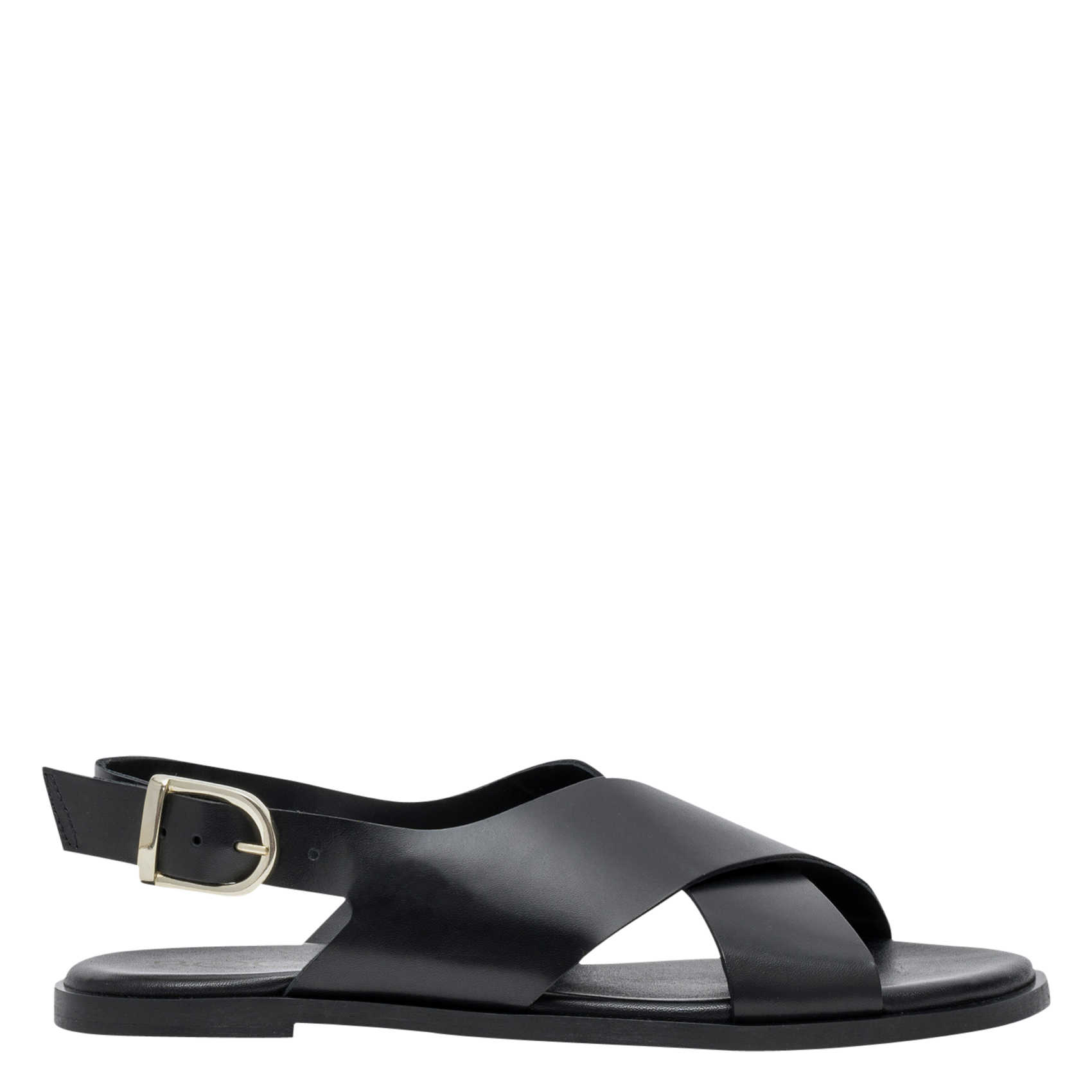 Flache Ledersandalen mit gekreuzten Riemchen BOCAGE Schwarz