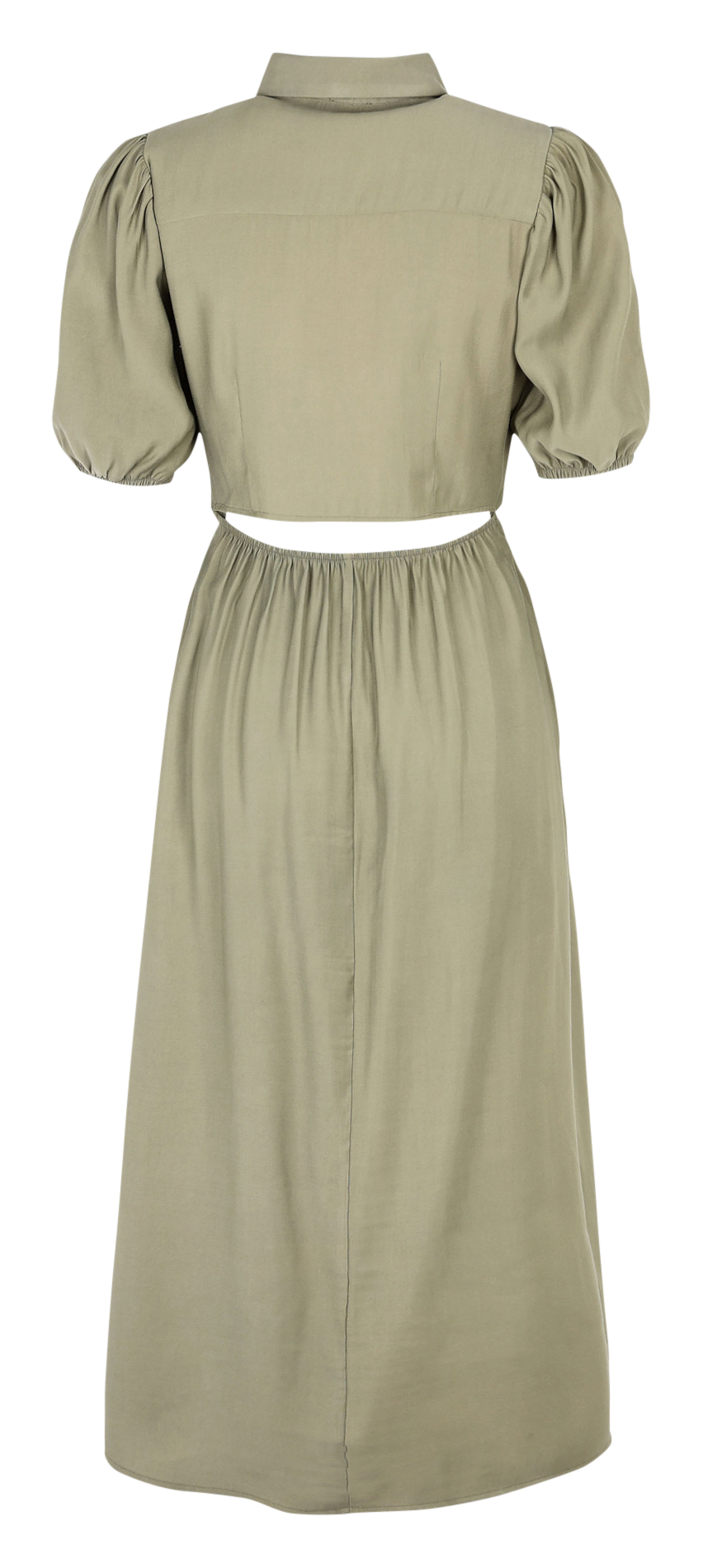 Flared midi dress with short sleeves AN'GE Khaki