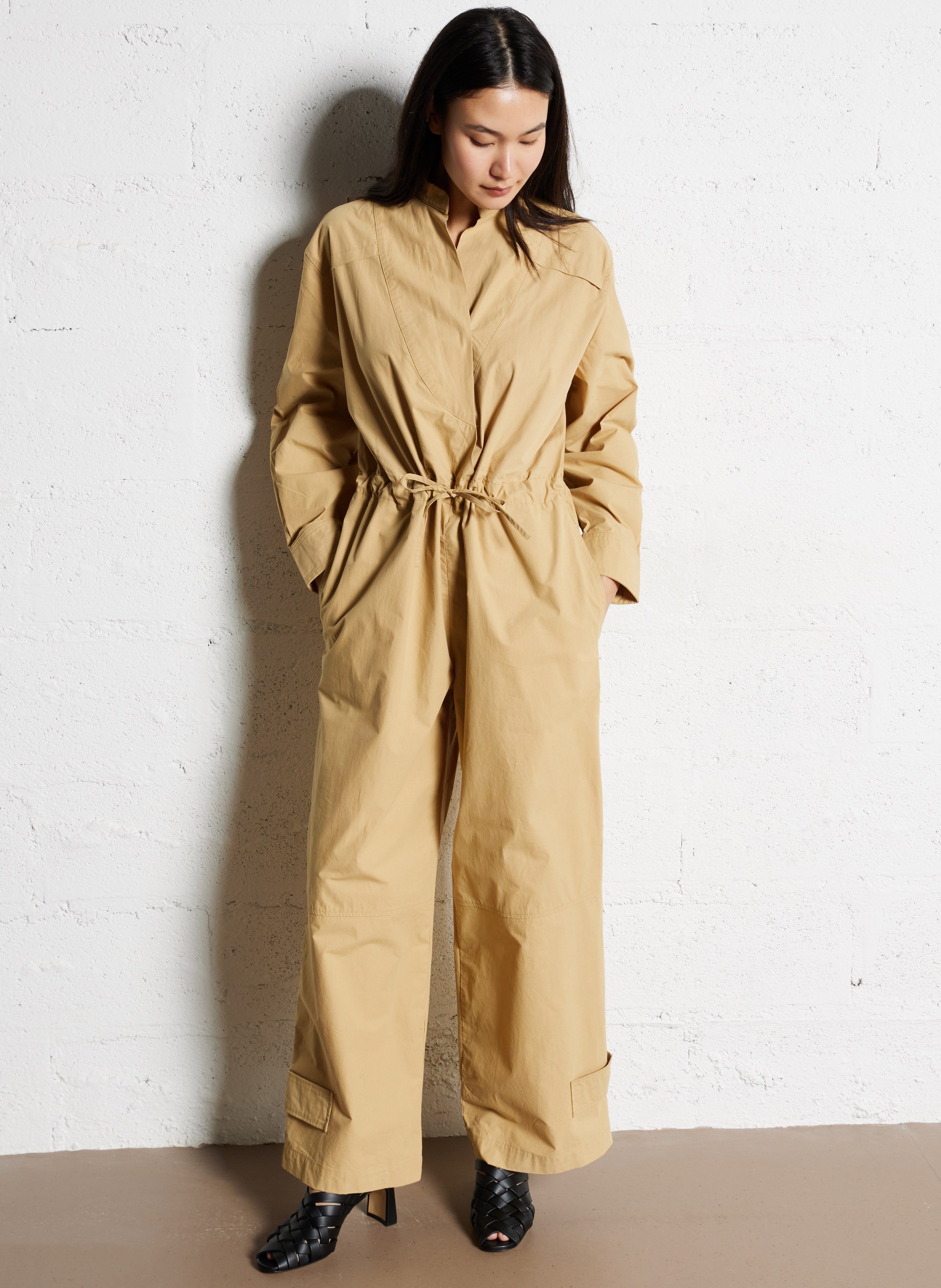 Jumpsuit with cotton bib collar MARGAUX LONNBERG Yellow