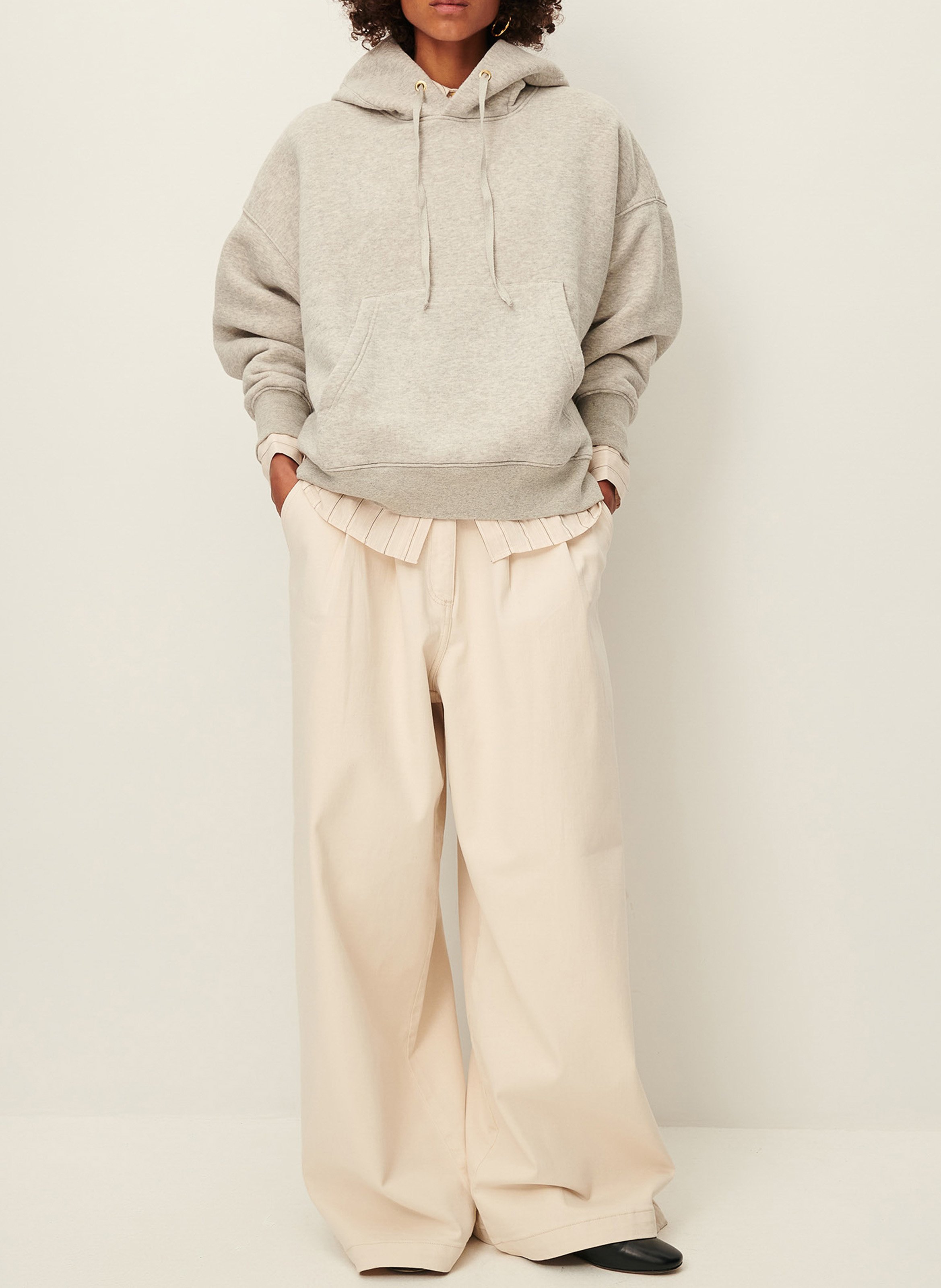 Sweat oversize à capuche en coton SESSUN Gris