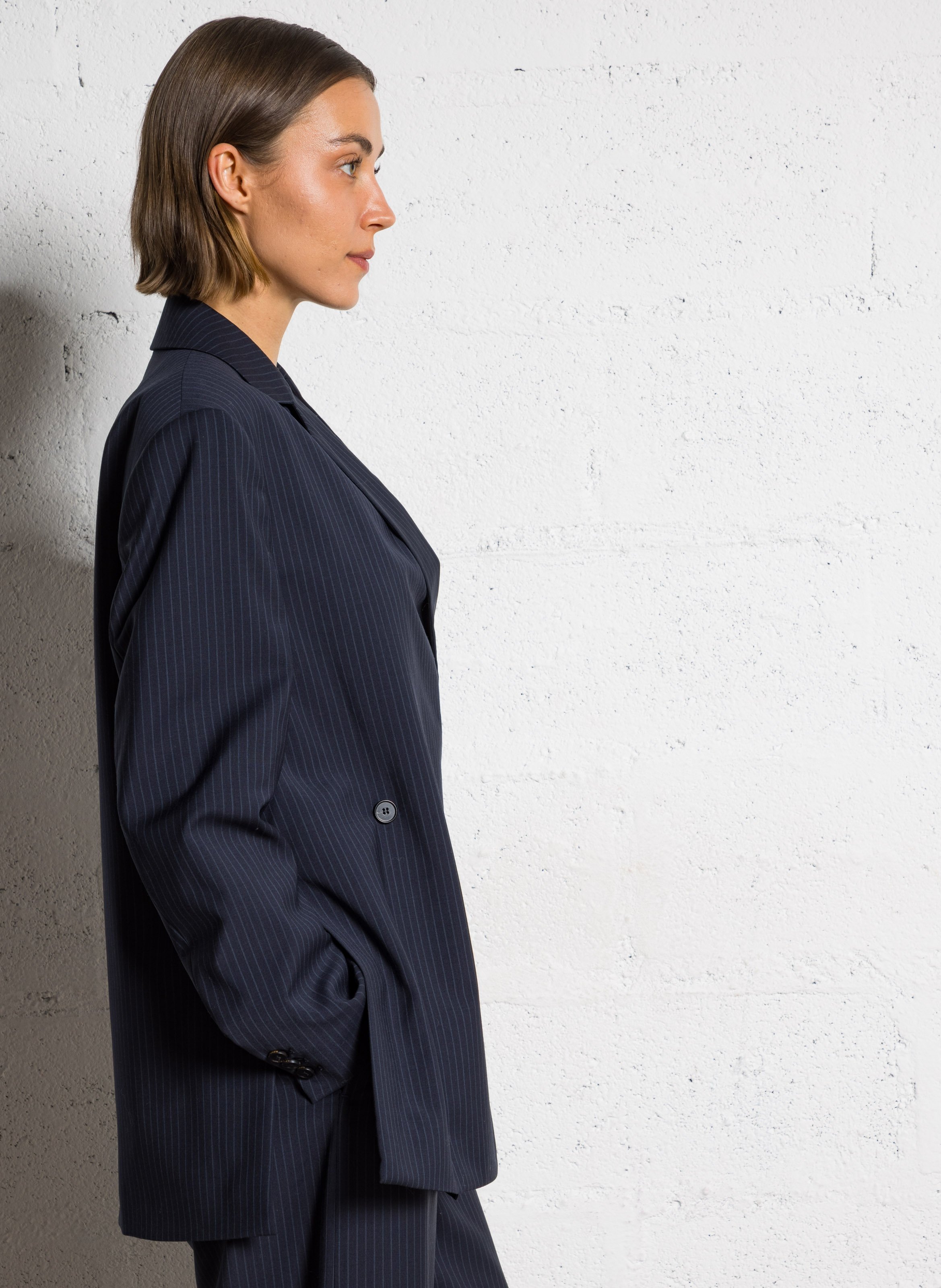 Straight wool blazer coat RUE DE TOKYO Blue