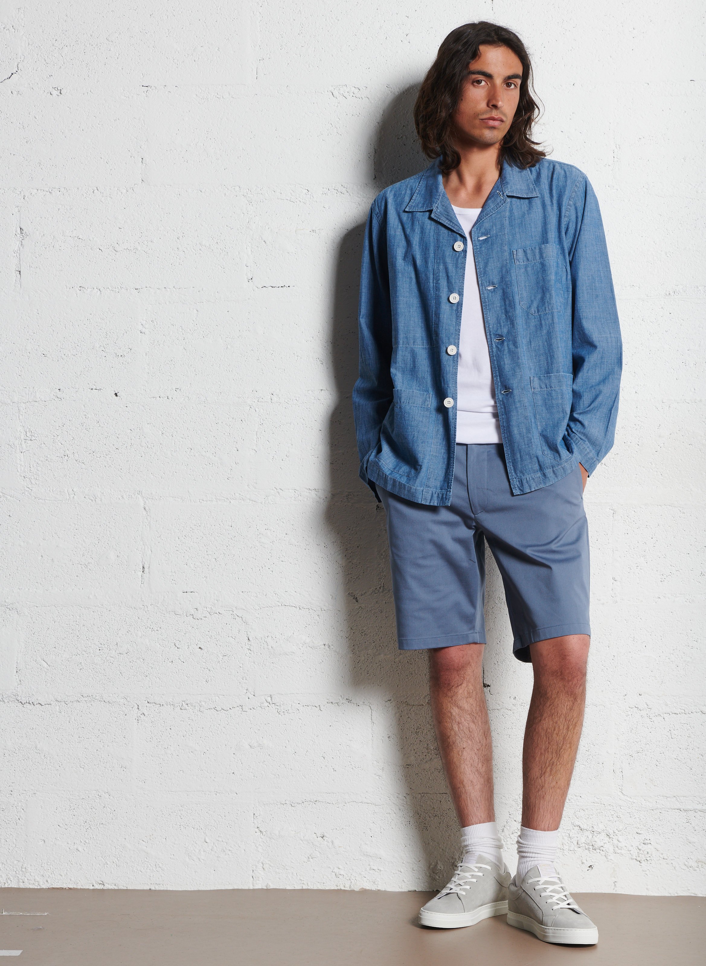 Straight buttoned denim shirt HARTFORD Blue