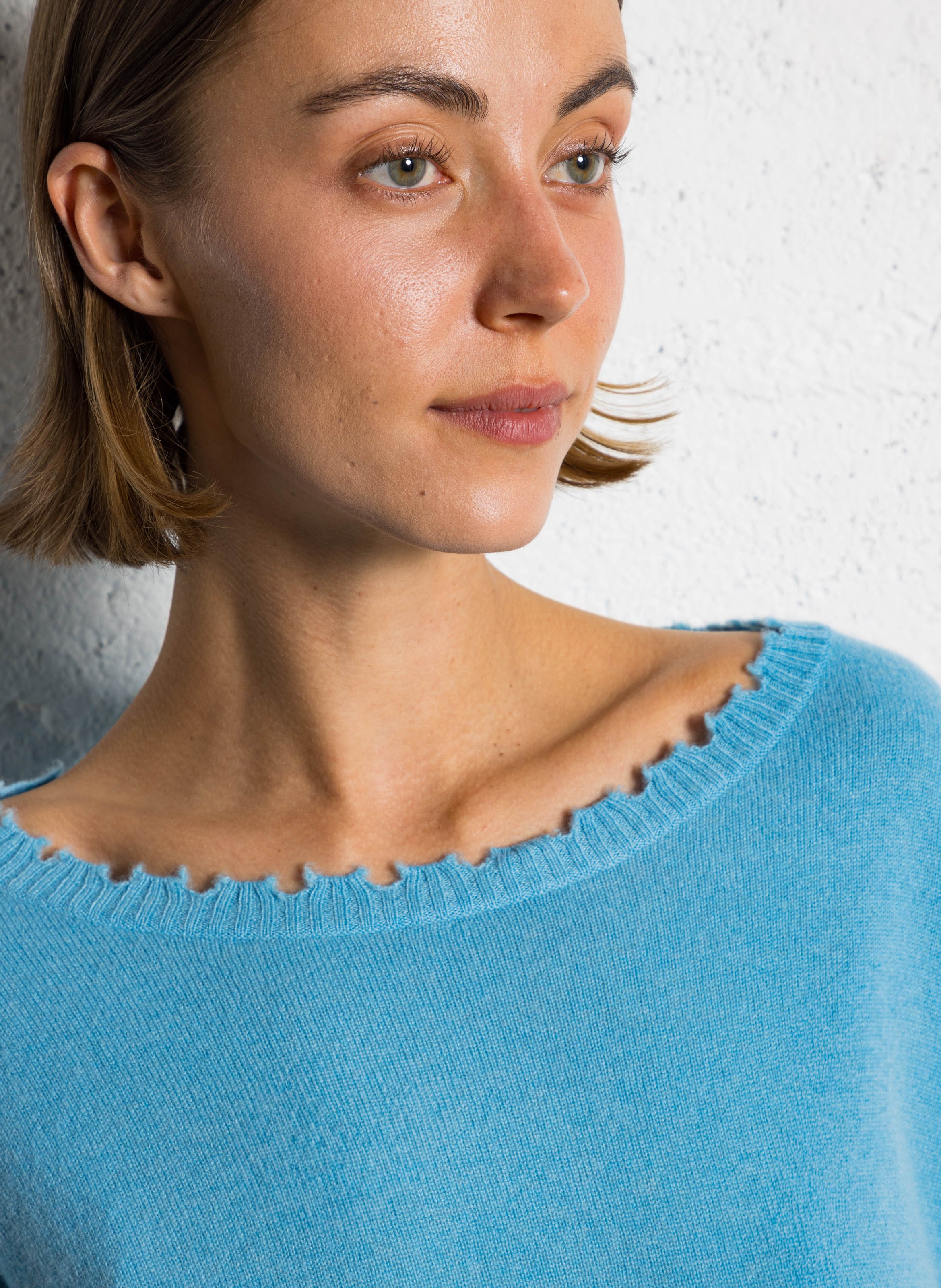 Pull oversize en cachemire maillé KUJTEN Bleu