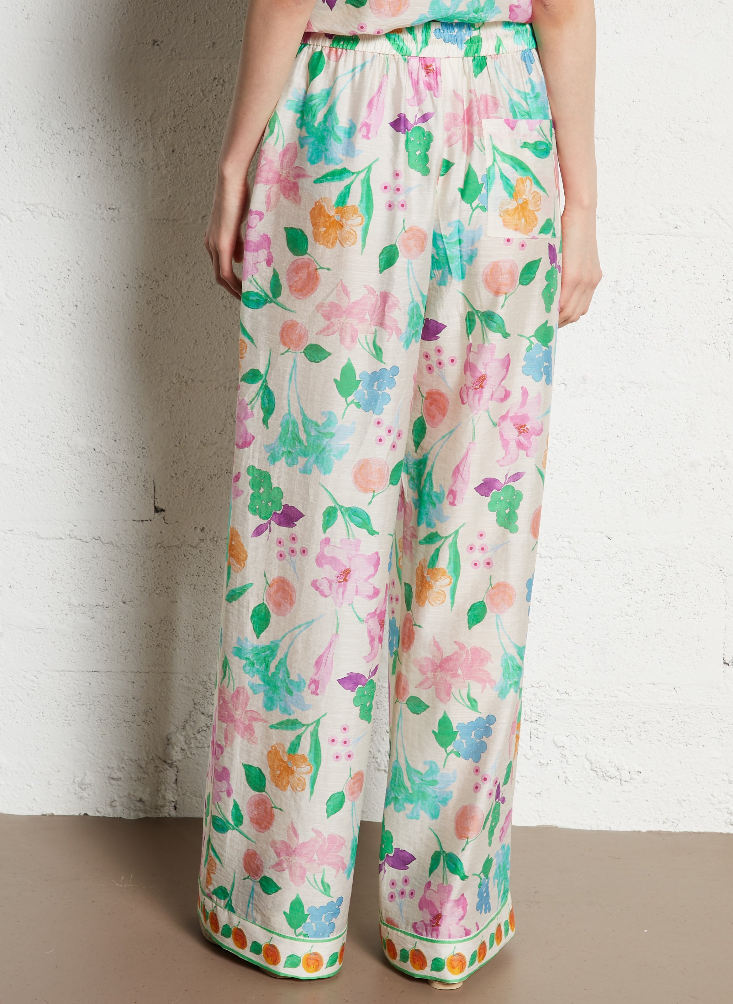 Rechte, soepelvallende broek met bloemenprint  FABIENNE CHAPOT Beige