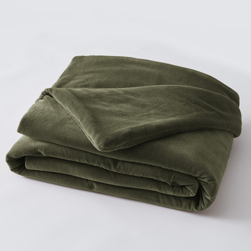 Cotton gauze bedspread or end-of-bed throw L'EFFET PAPILLON Green