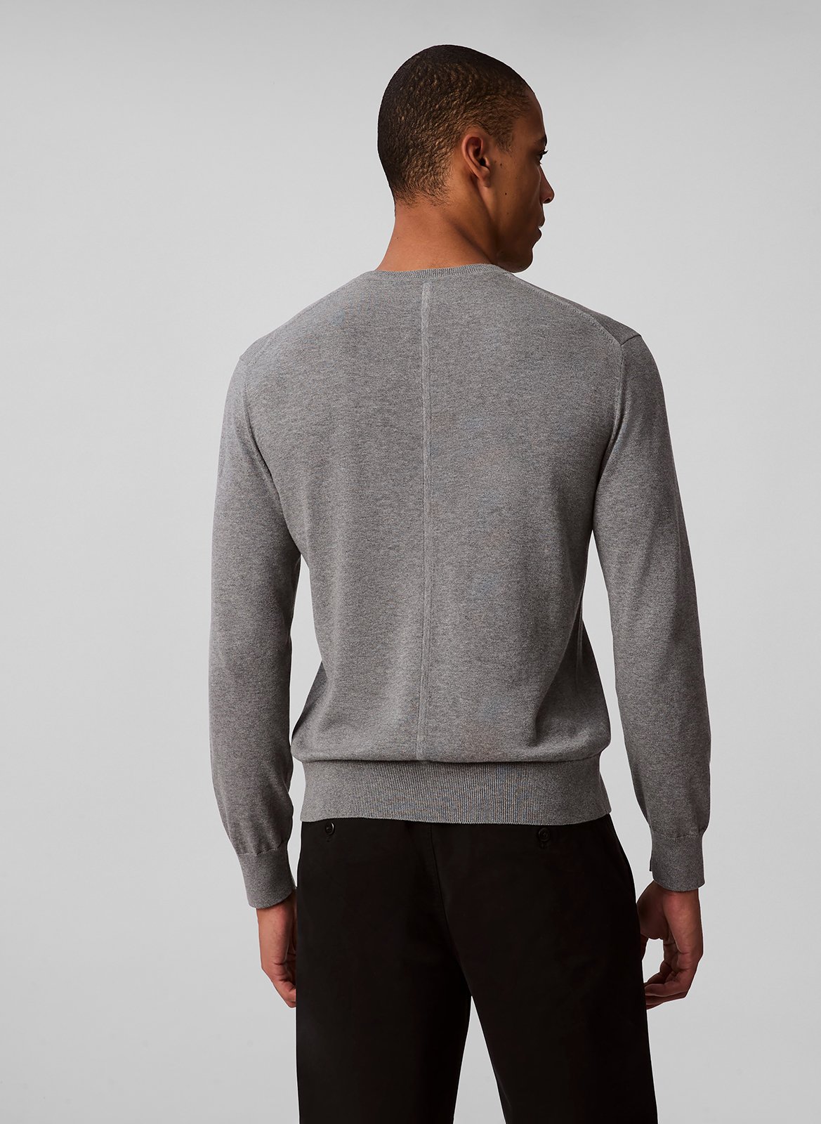 Sweat droit col rond en coton CALVIN KLEIN Gris