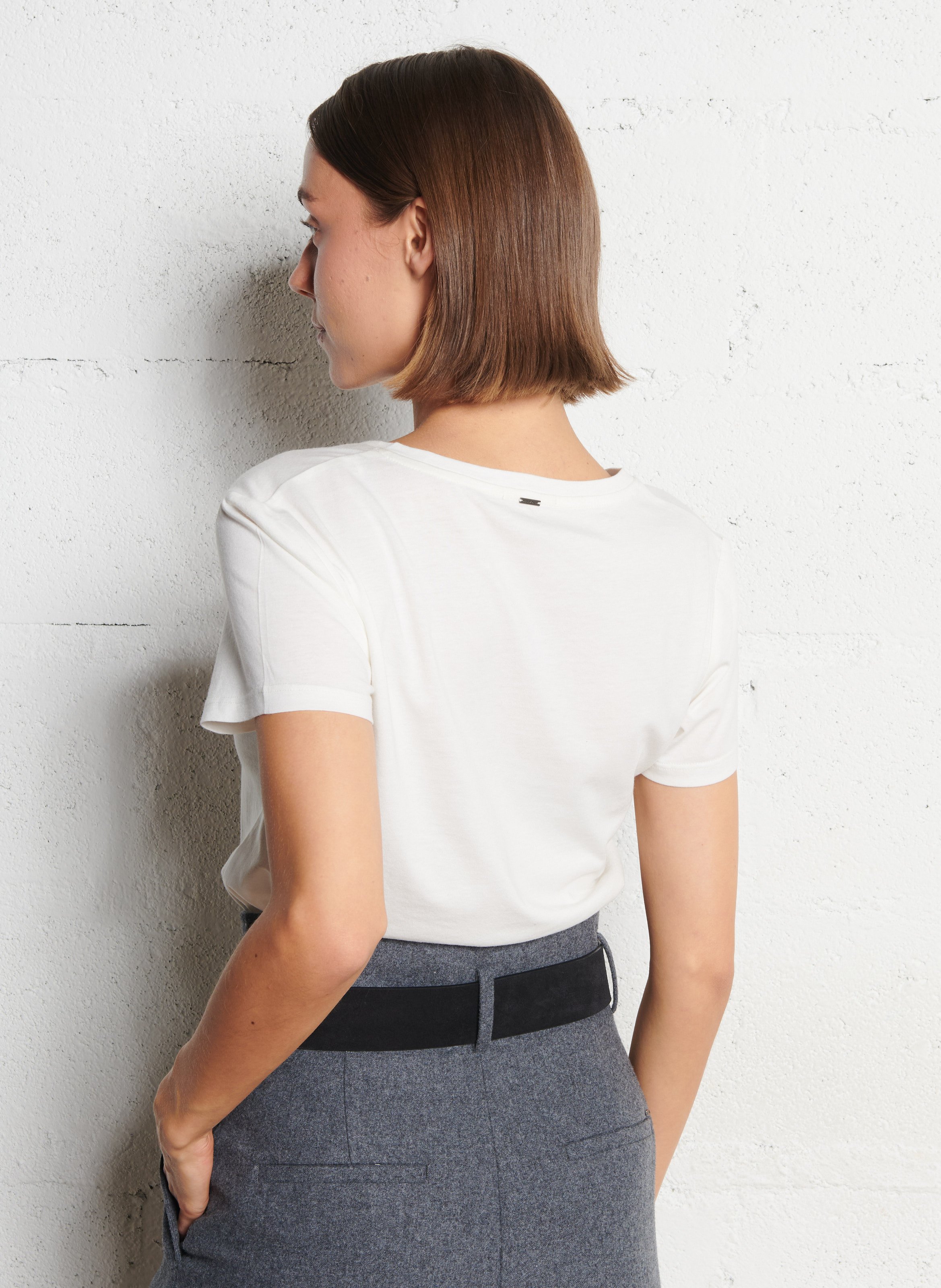 Basic cotton-mix T-shirt IKKS White