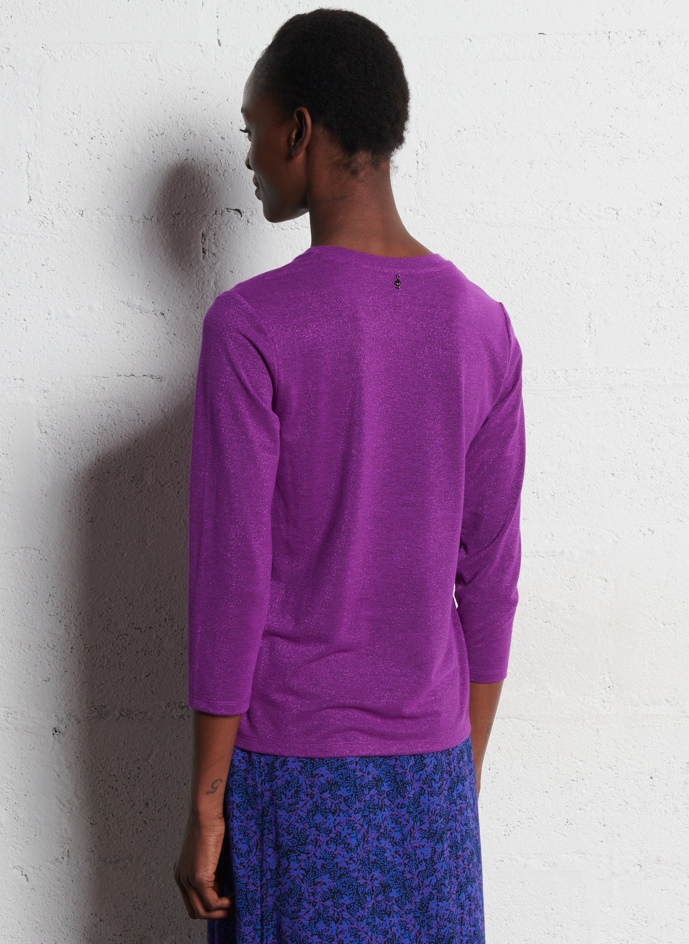 Straight-fit T-shirt met pailletten ONE STEP Violet