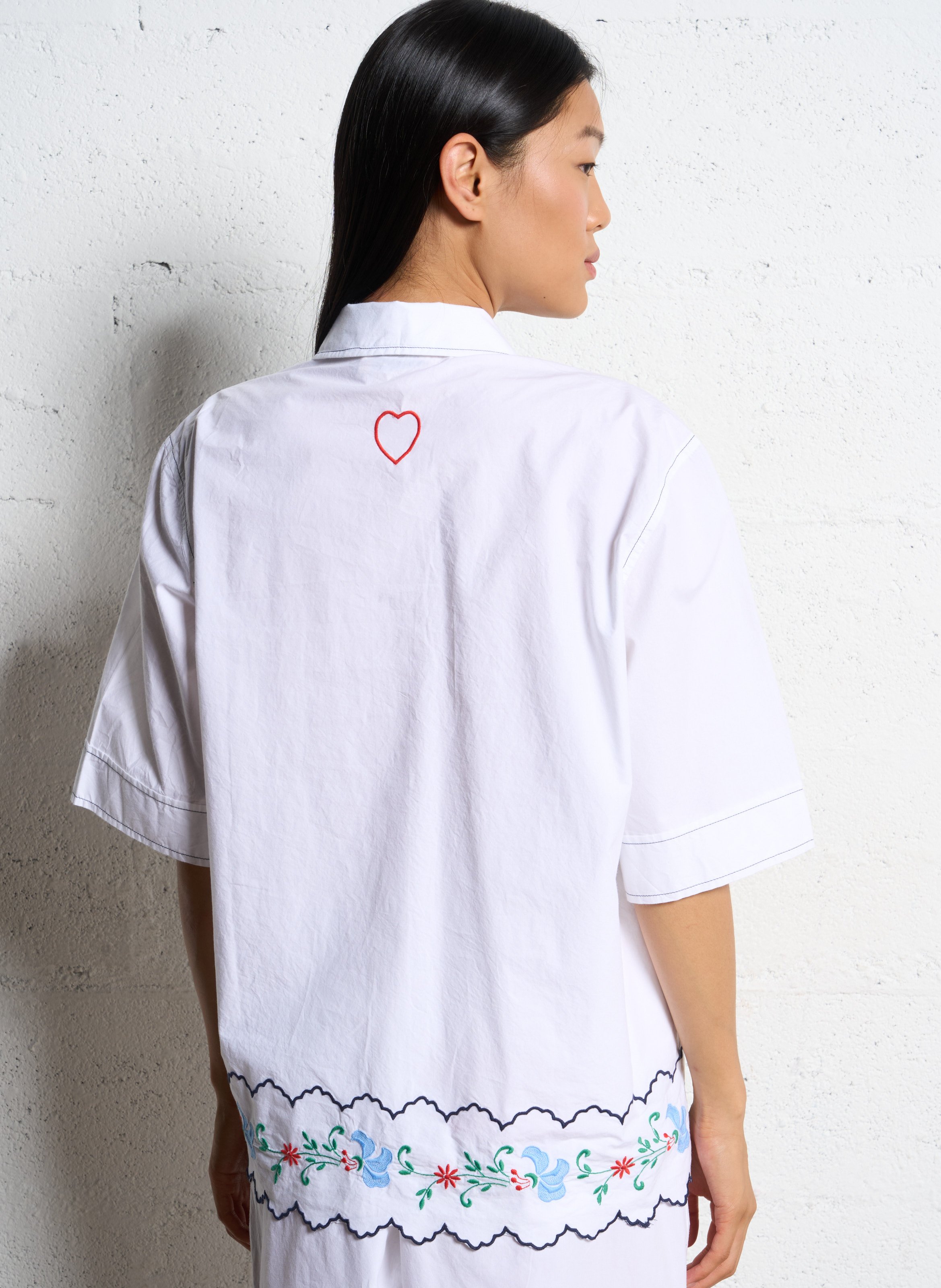 Bio-Baumwollbluse mit klassischem Kragen STELLA NOVA Weiss