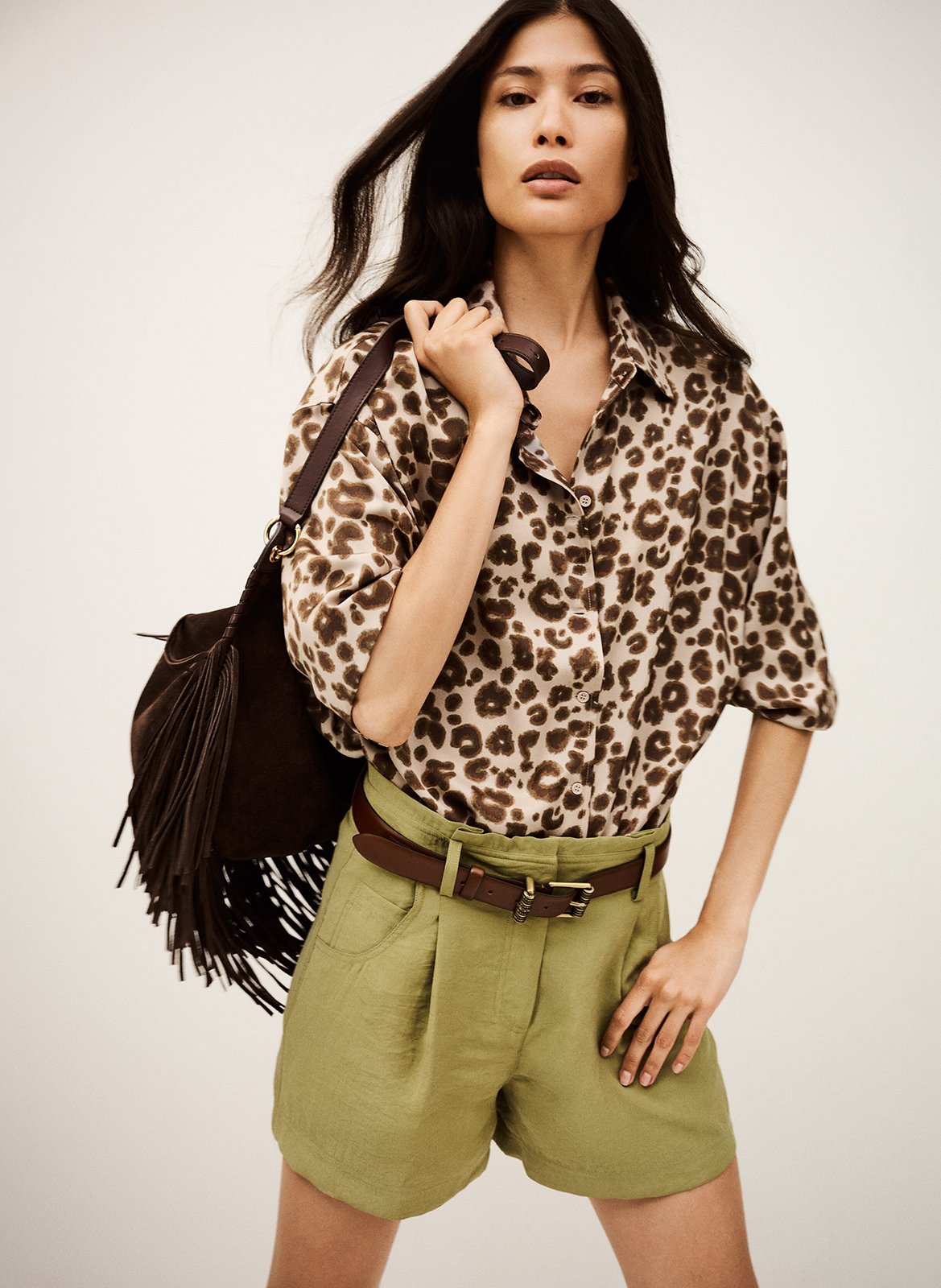 Overhemd met klassieke kraag en luipaardprint BA&SH Beige