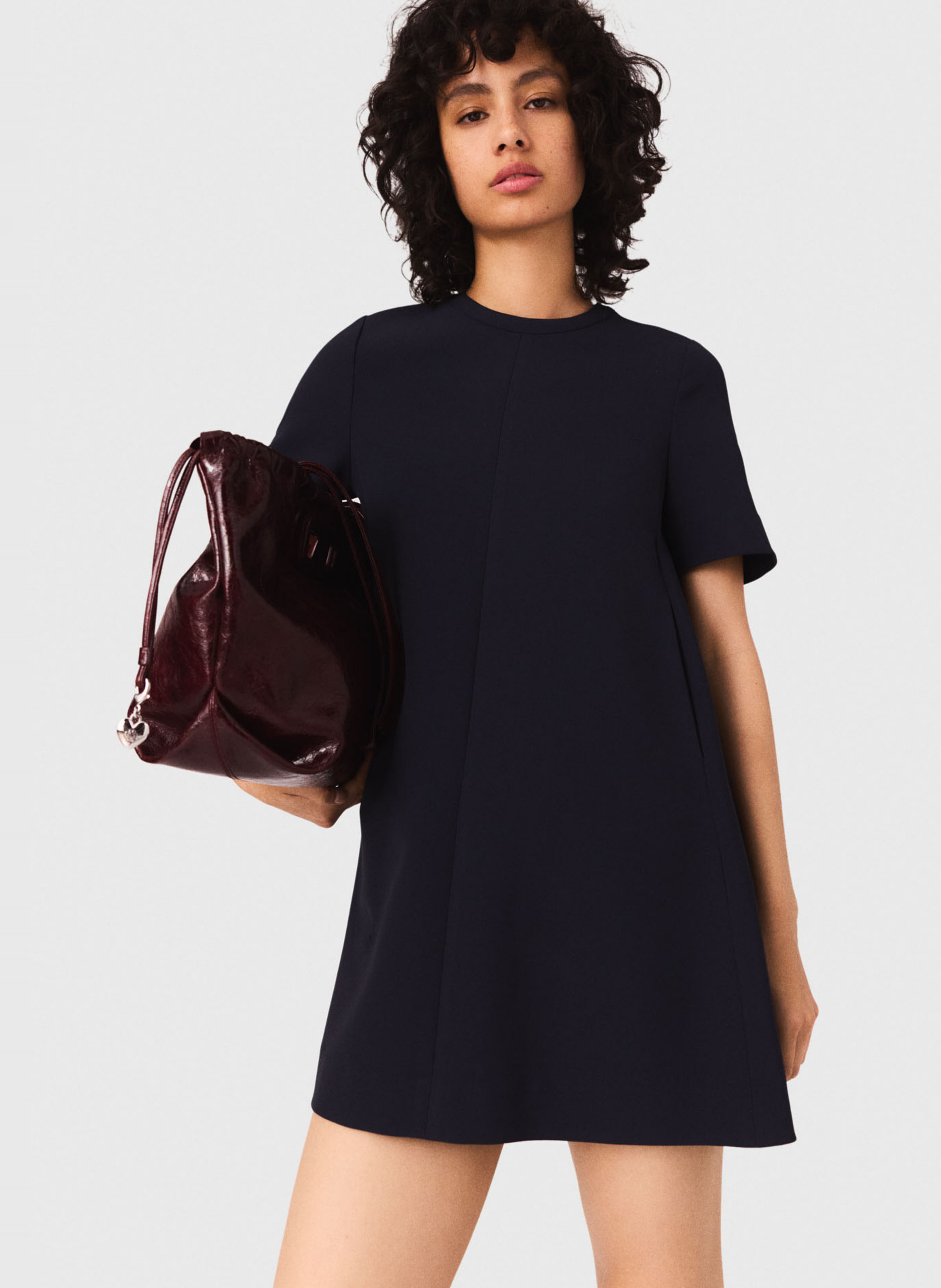 Robe courte col rond MAJE Bleu