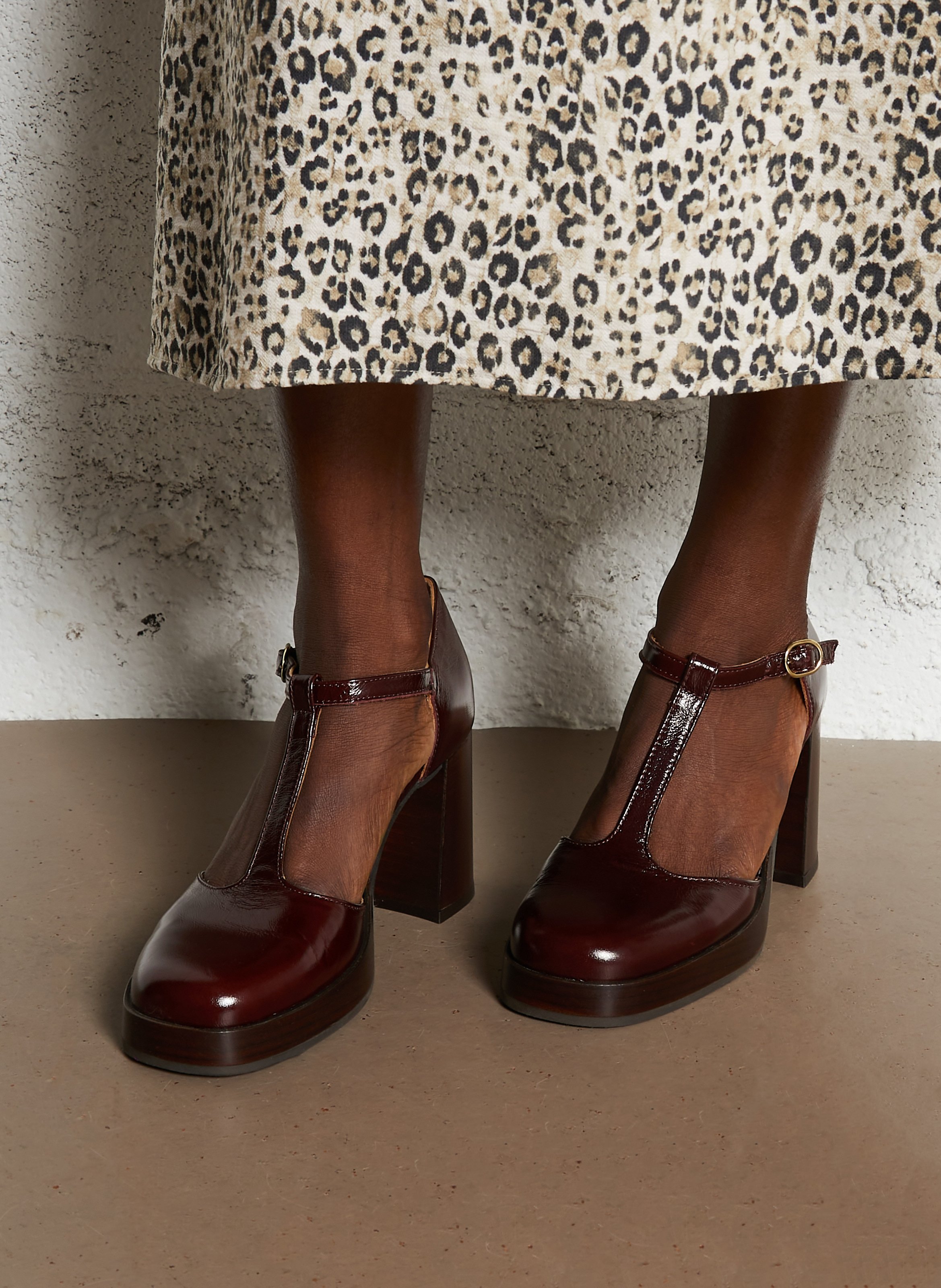 Alice heeled leather sandals BOCAGE Brown