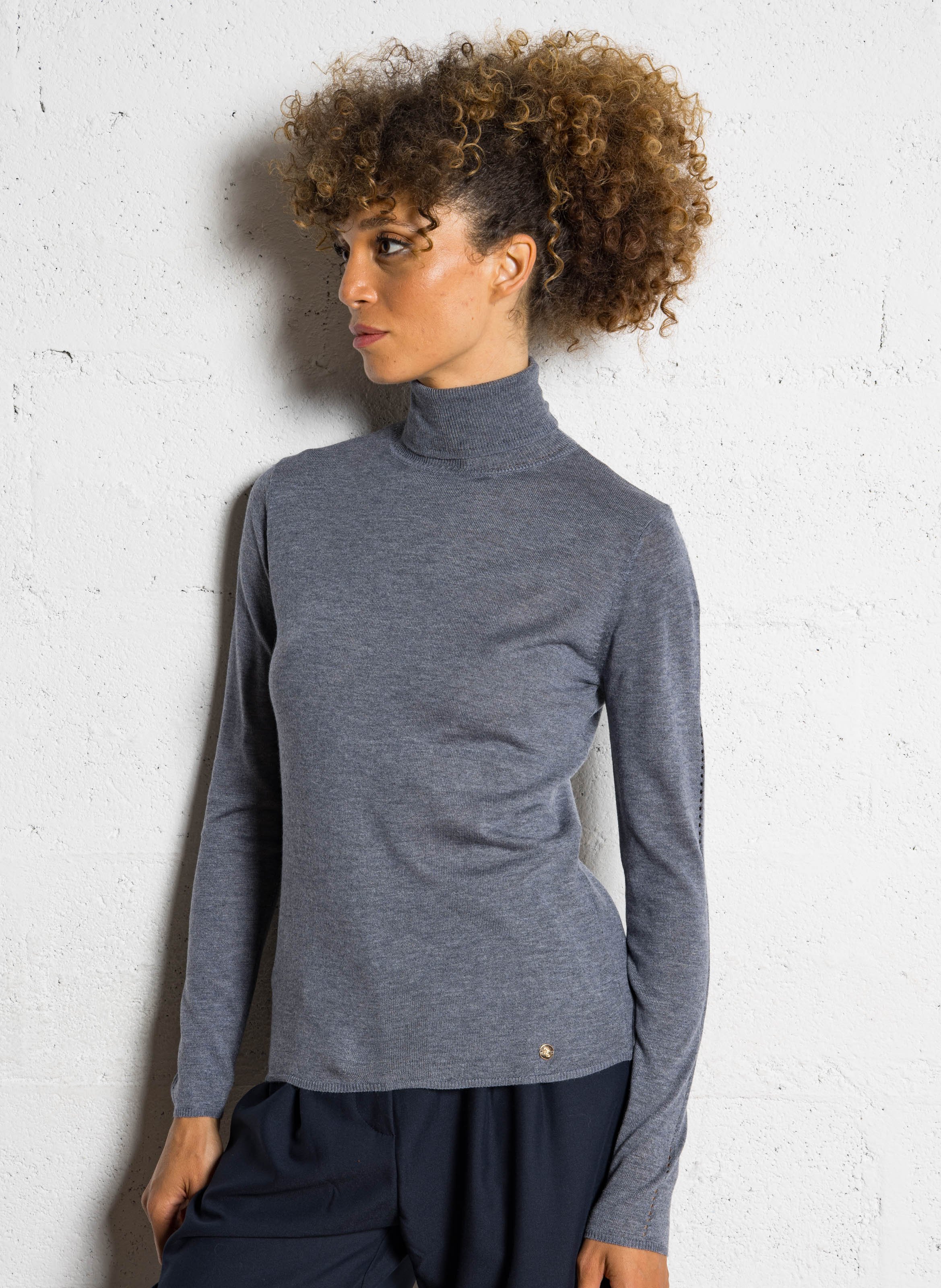 Rollkragenpullover mit langen Ärmeln in Uni-Farbe LA PETITE ETOILE Grau