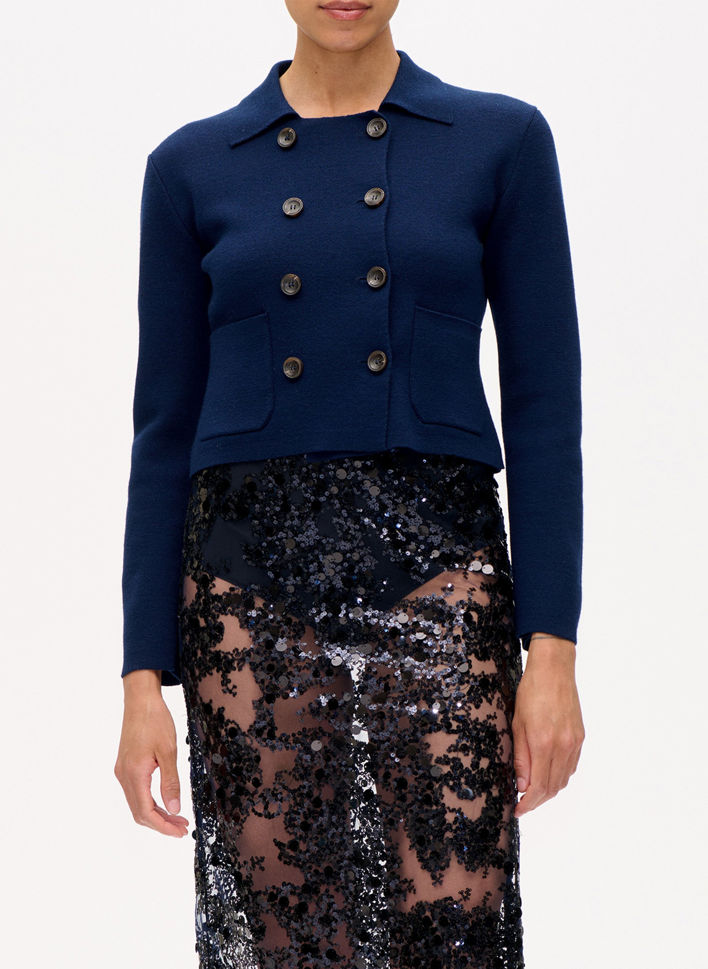 Jupe midi brodée à sequins BAUM UND PFERDGARTEN Bleu