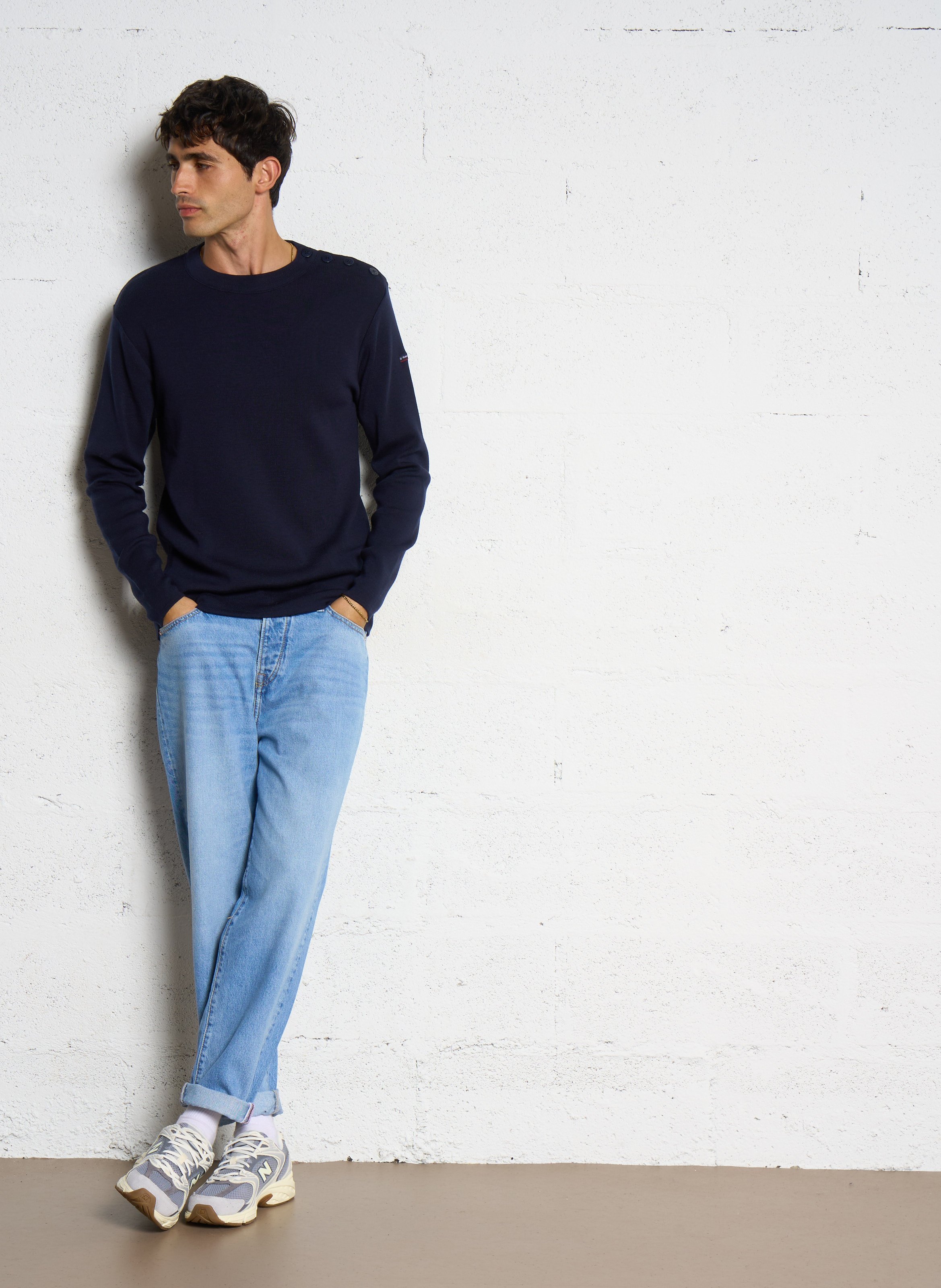 Regular-fit, wollen trui met ronde hals ARMOR LUX Blauw