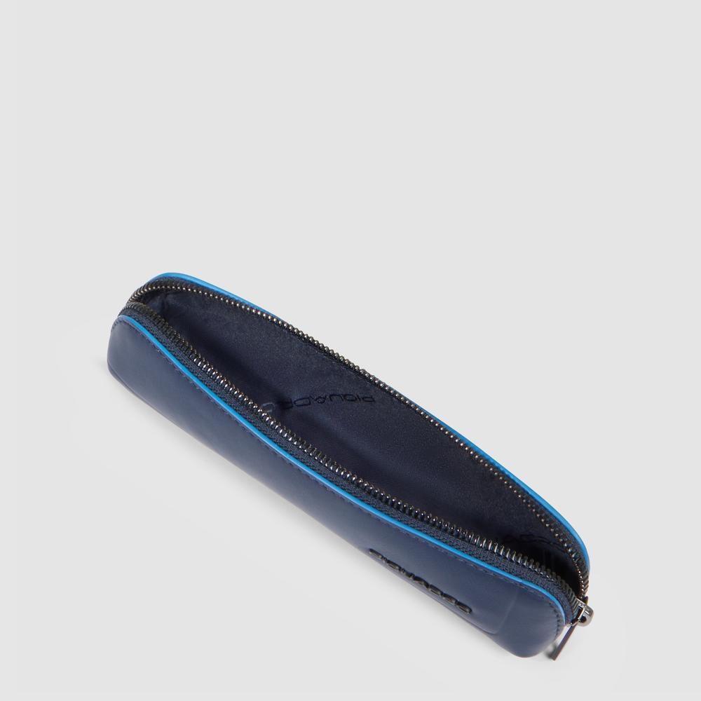 Leather pen case PIQUADRO Blue
