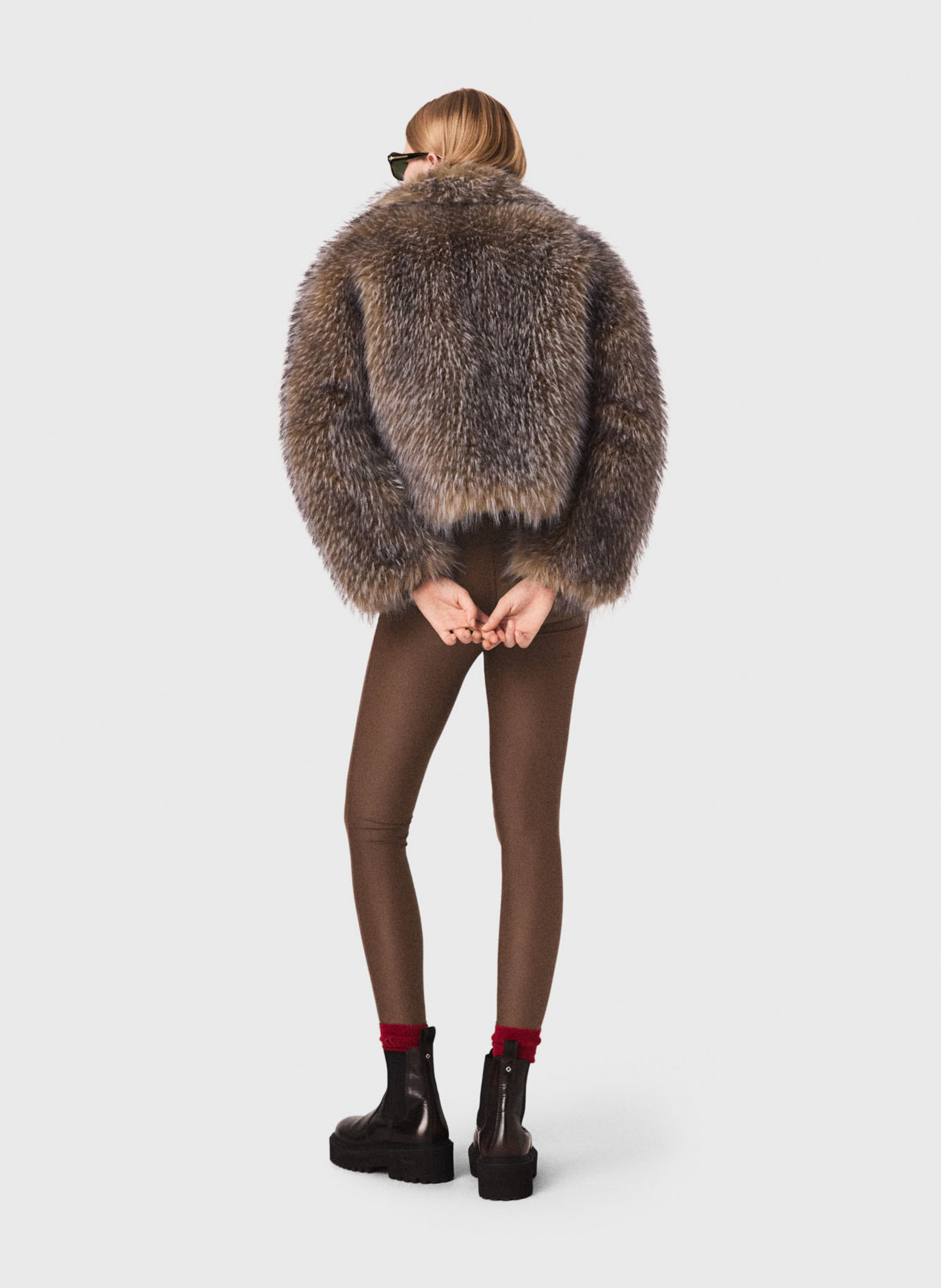 Manteau fausse fourrure MAJE Marron