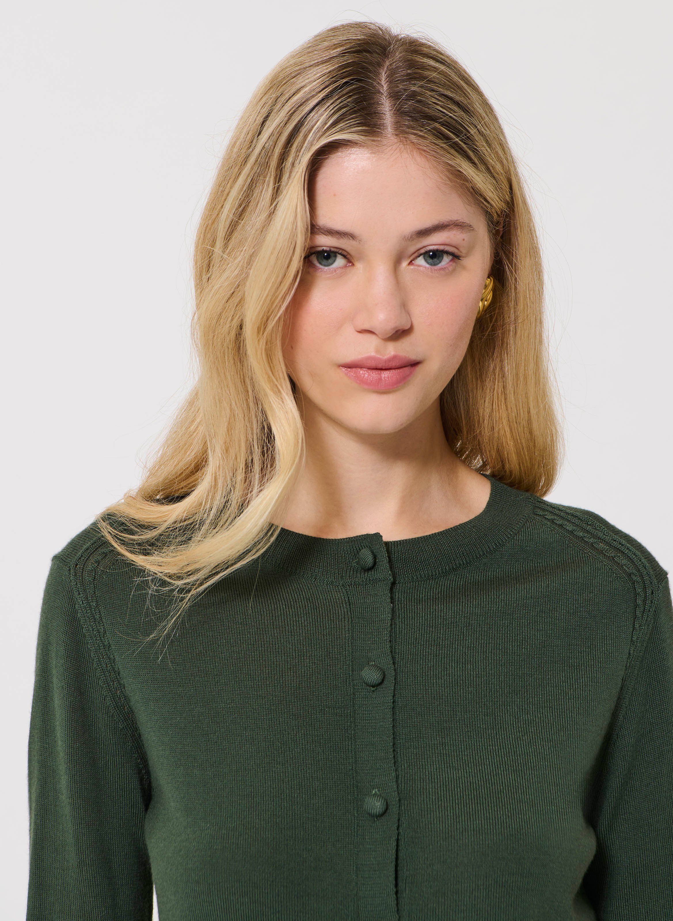 Gilet col rond en laine TARA JARMON Vert