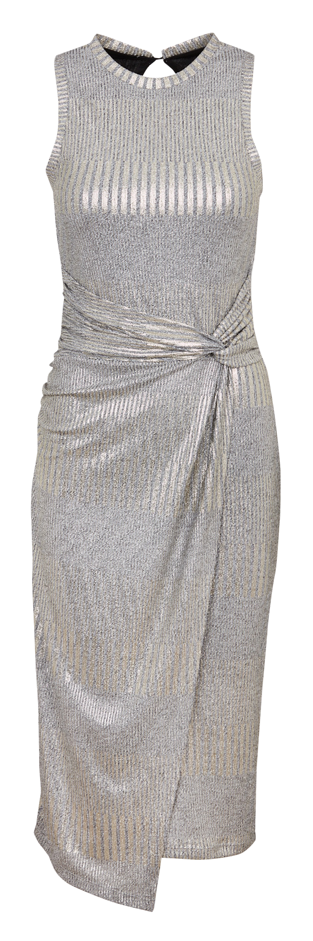 Round neck metallic wrap dress IKKS Golden