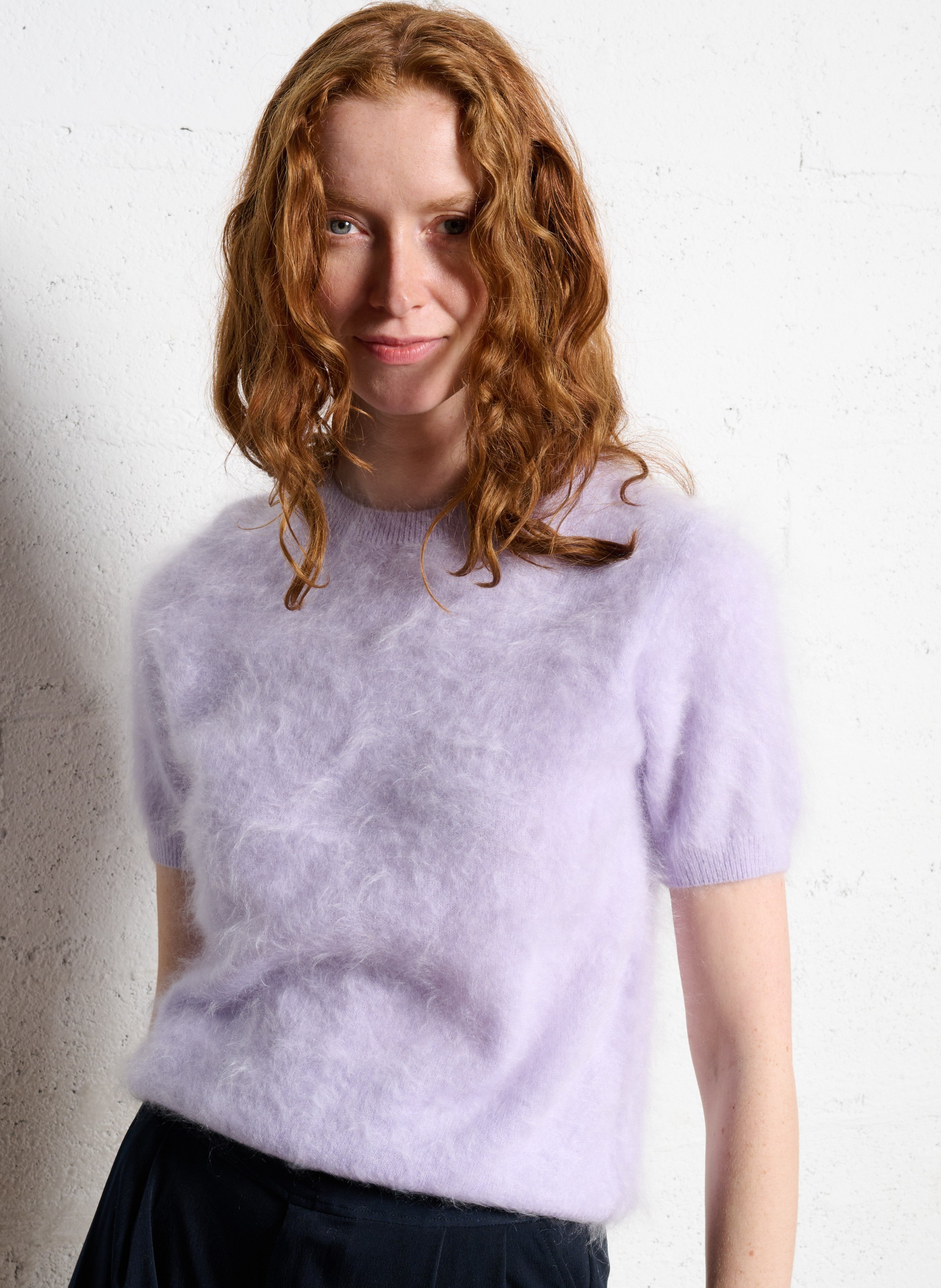 Maglione dritto scollo tondo in cashmere IKKS Viola