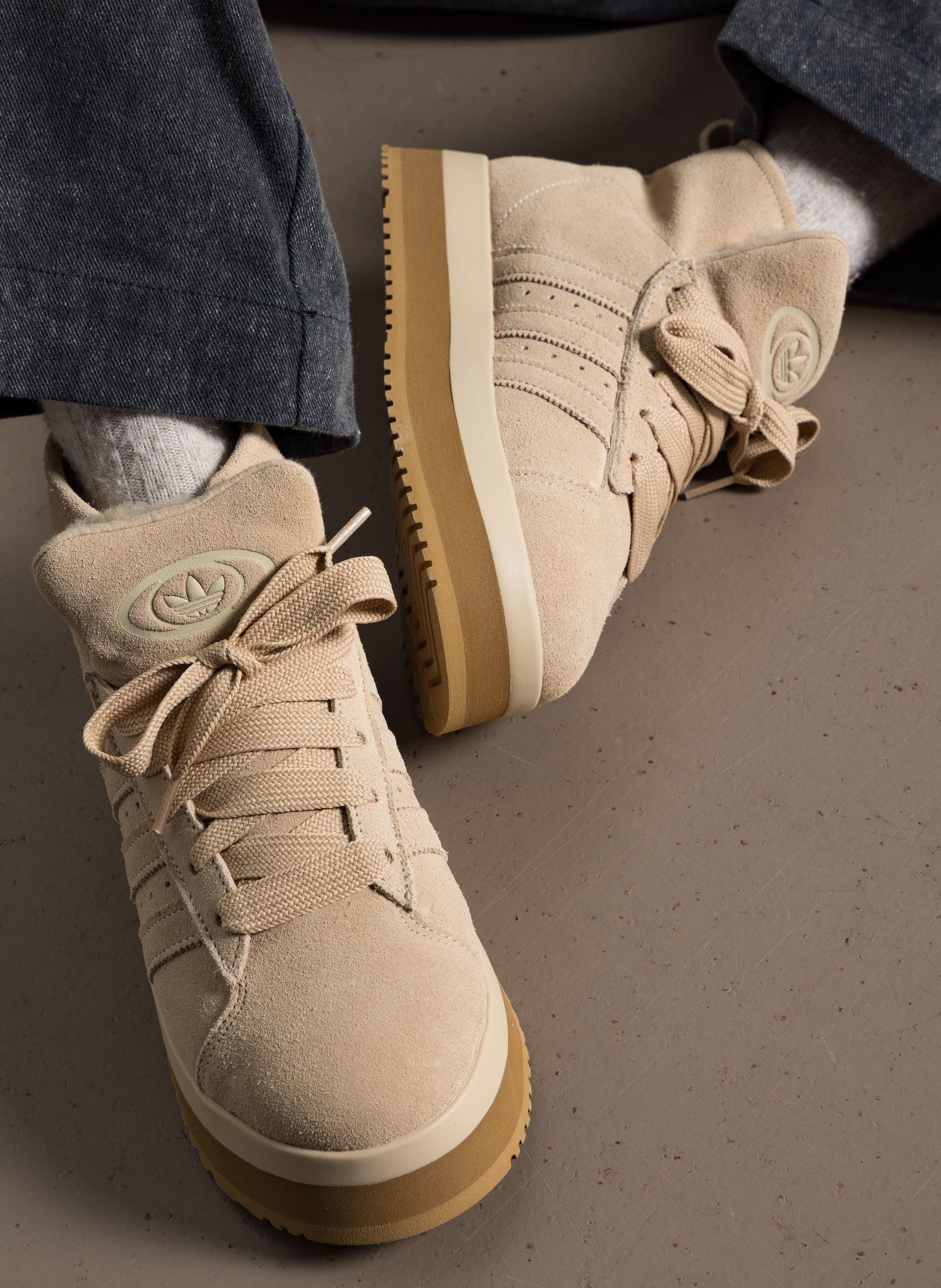 High-top leather flatform sneakers ADIDAS Beige