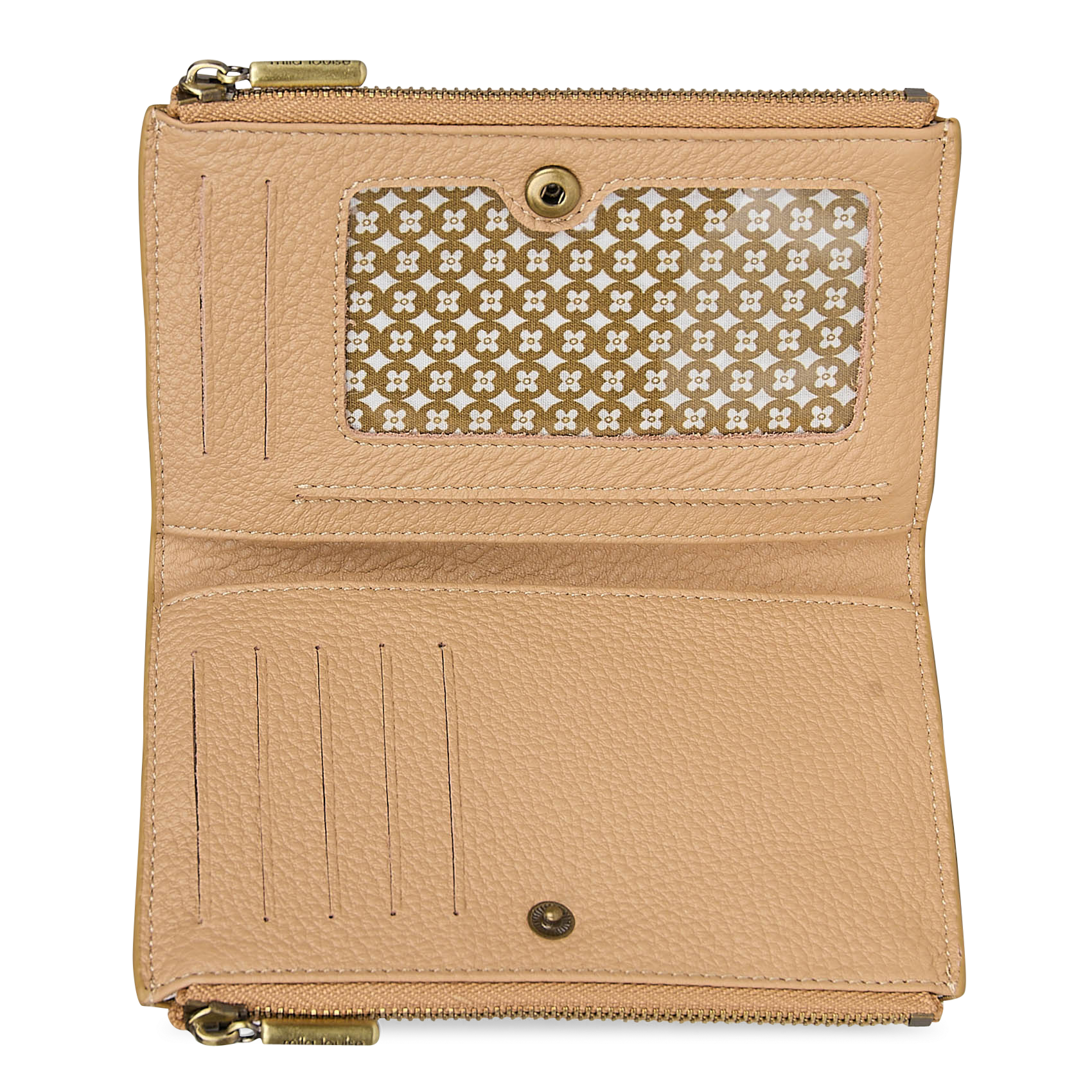 Glanzende, leren portefeuille MILA LOUISE Beige