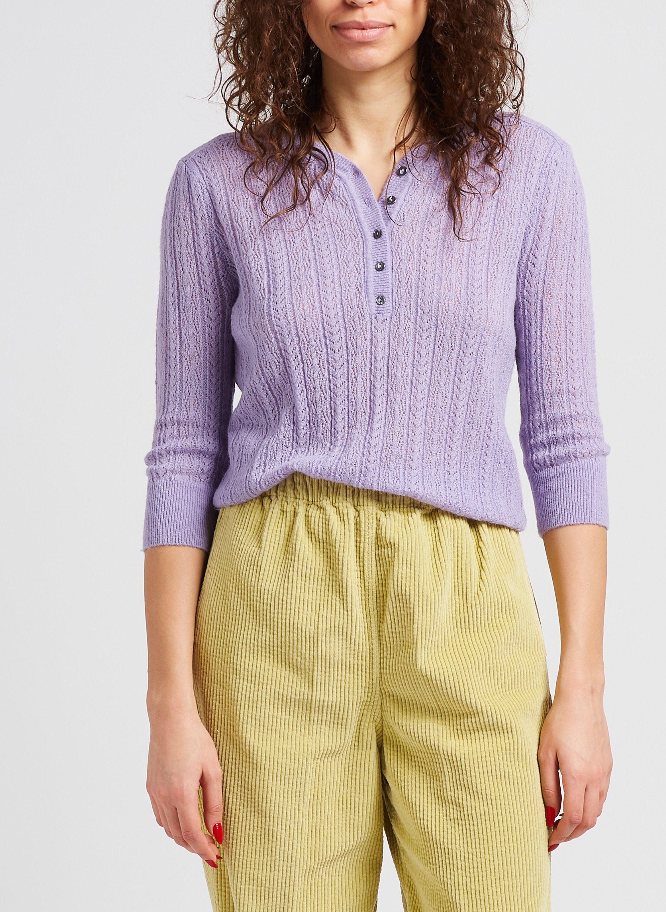 Pull col V n lainé mérinos mélangé  BELLEROSE Violet