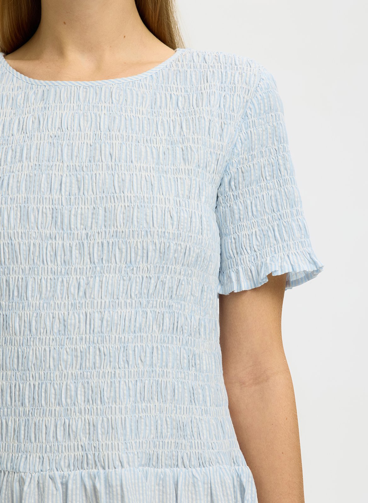 Long loose-fit organic cotton dress SELECTED Blue