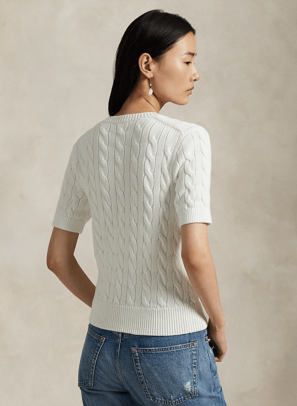 Gilet droit col rond en coton POLO RALPH LAUREN Blanc