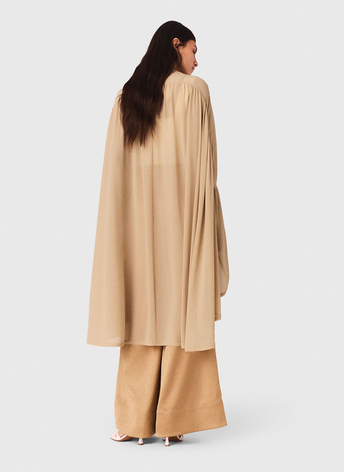 <p>Top cape with ample rhinestones</p> MAJE Beige