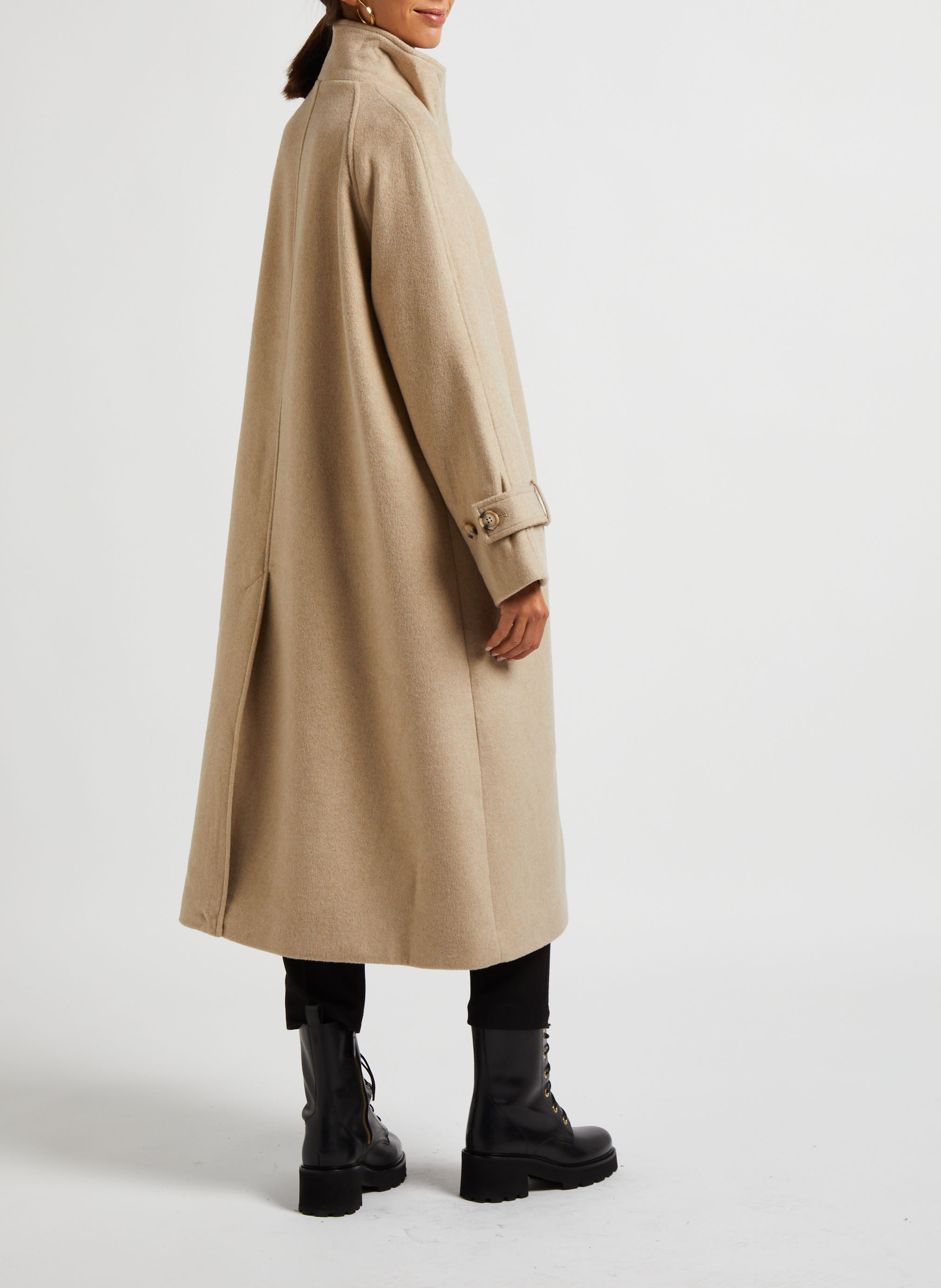 Manteau long droit col montant en laine recyclée mélangée  VILA Gris