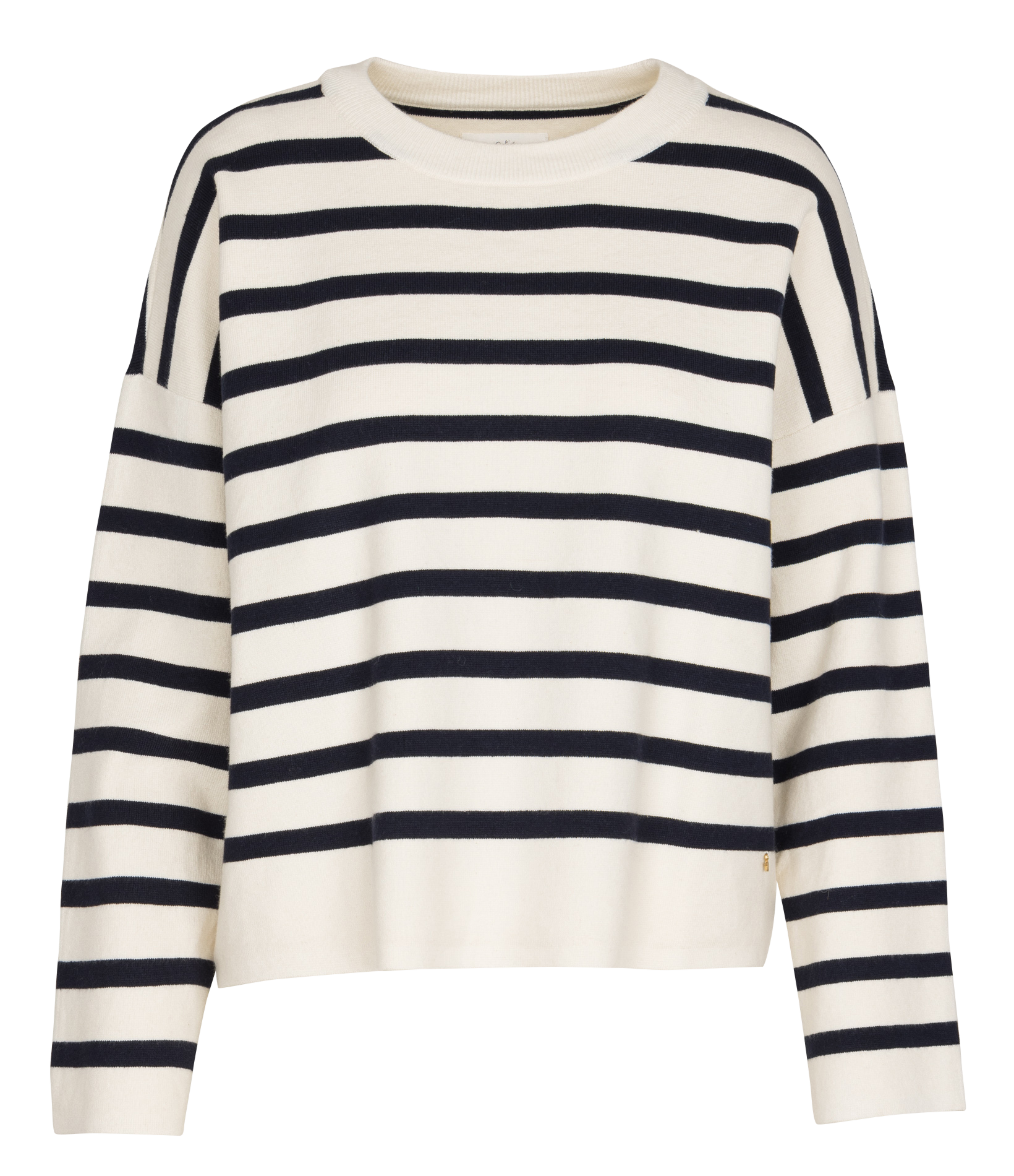 Pull col rond à rayures DES PETITS HAUTS Beige