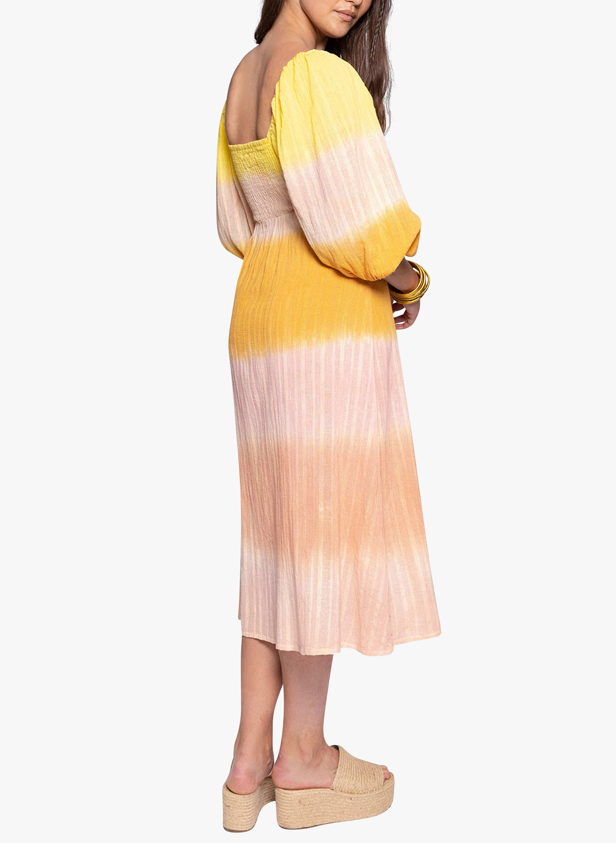 Robe midi encolure coeur à nouer en coton  SUNDRESS Orange