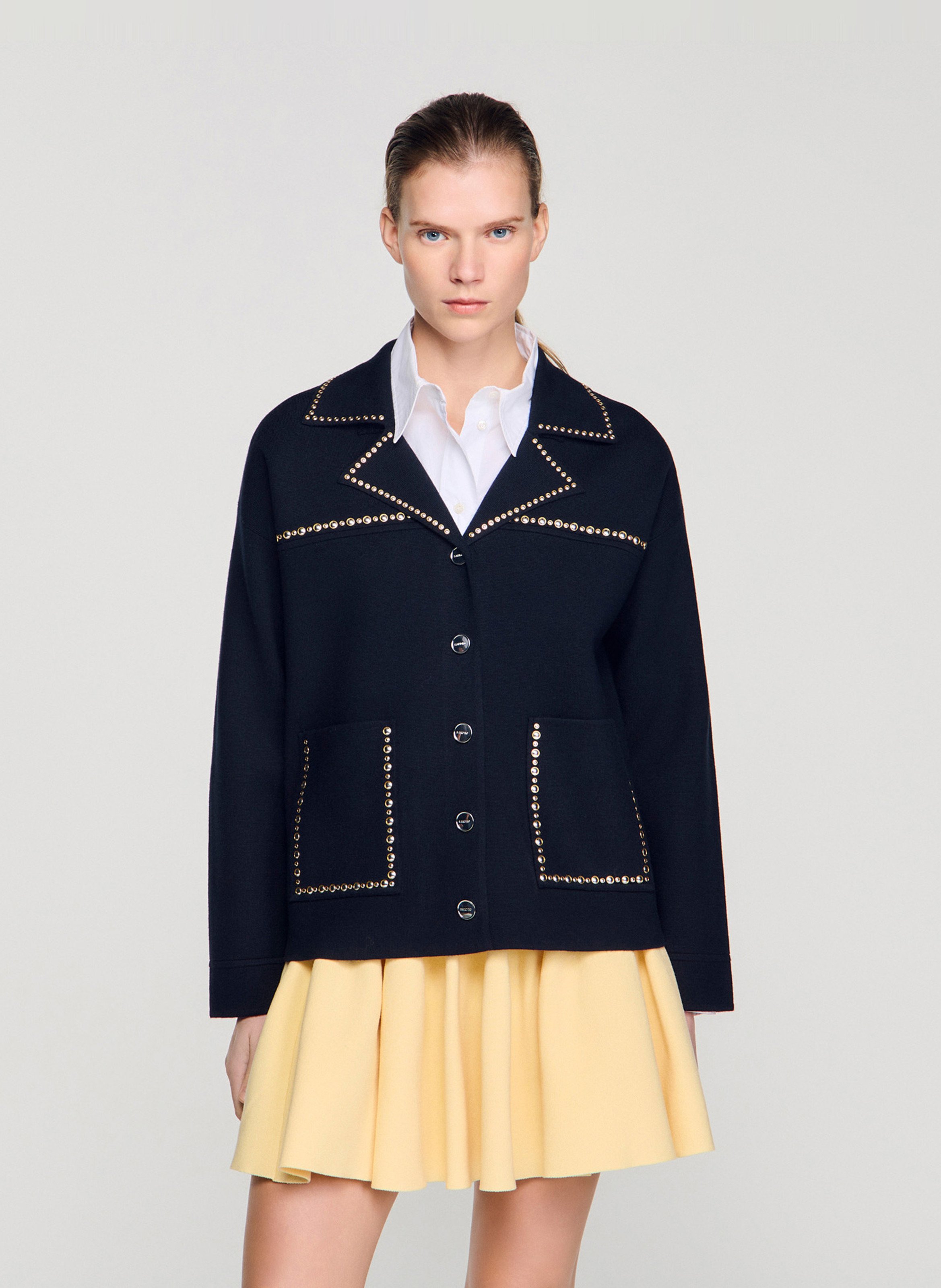 Oversized Tailored Collar Cardigan SANDRO Blue