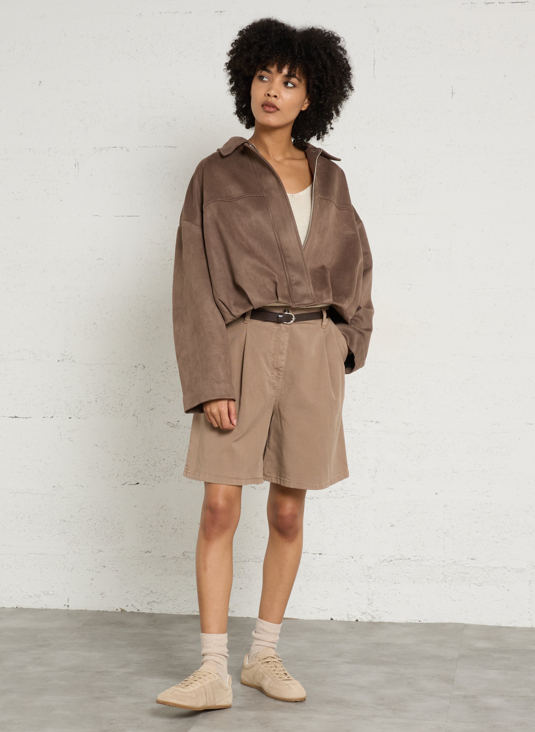 Pull oversize col V en coton mélangé PLEASE Blanc